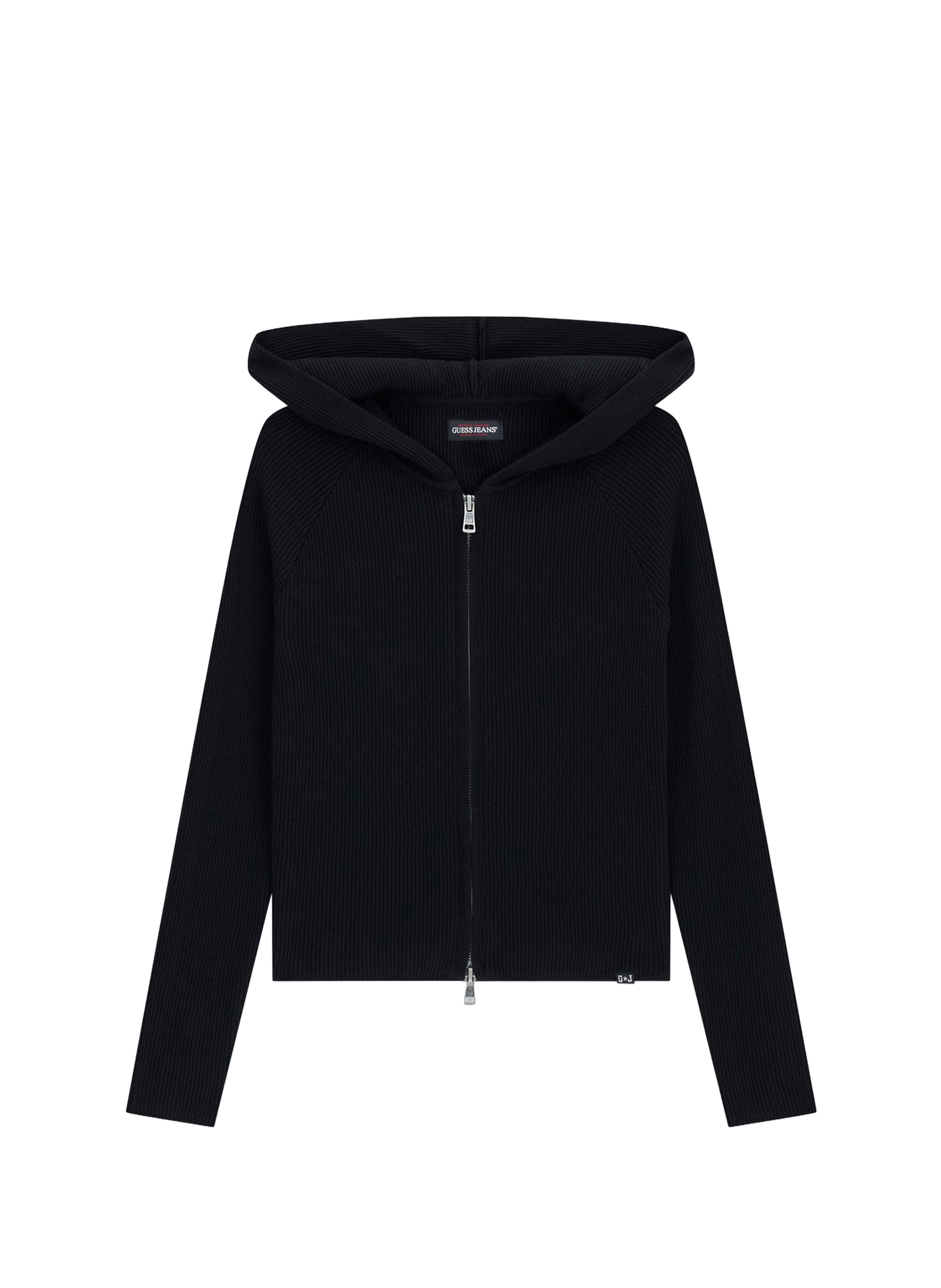Ribbed zip-up hoodie cardigan  Jet black a996