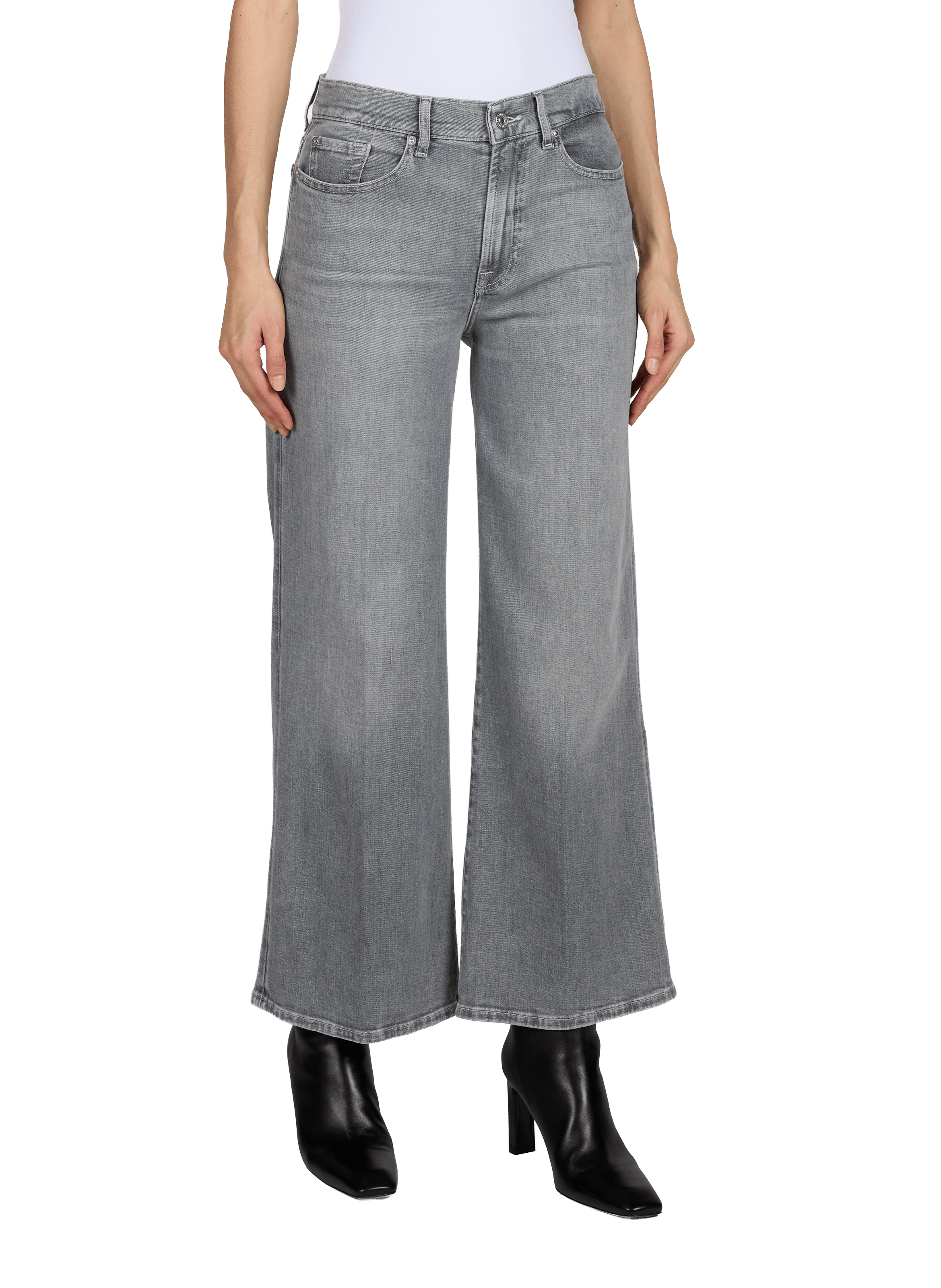 Jean large Lotta Ankle en coton mélangé 7 FOR ALL MANKIND Gris