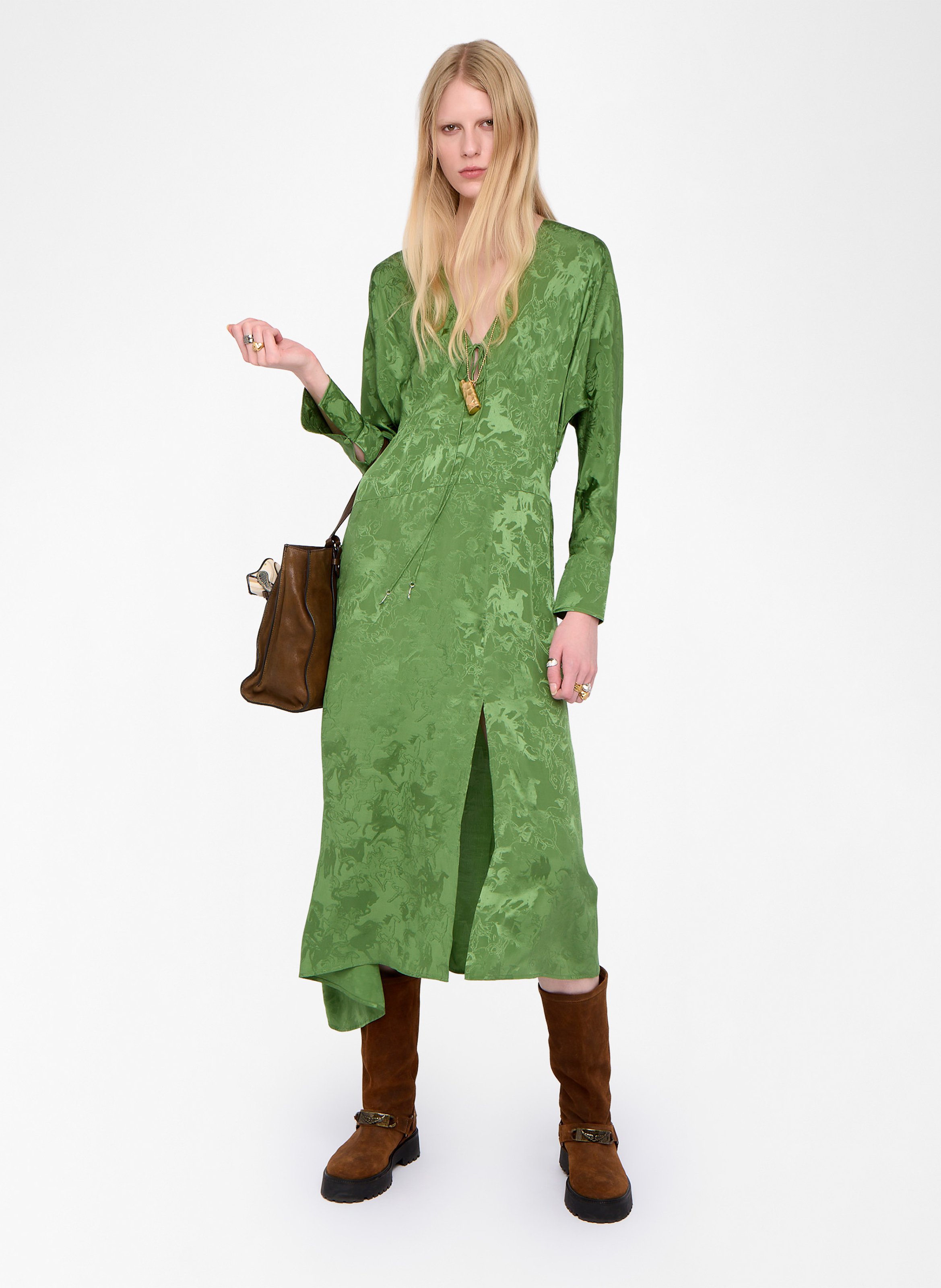 Robe midi col v rouna ZADIG&VOLTAIRE Vert