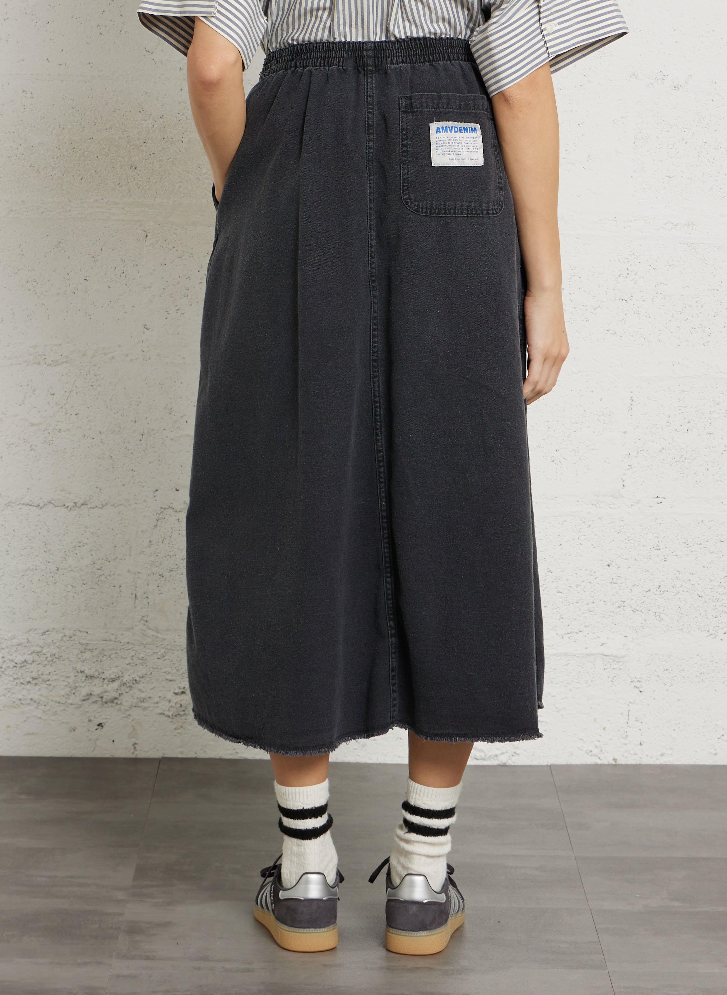 Jupe longue évasée en coton jazy AMERICAN VINTAGE Noir