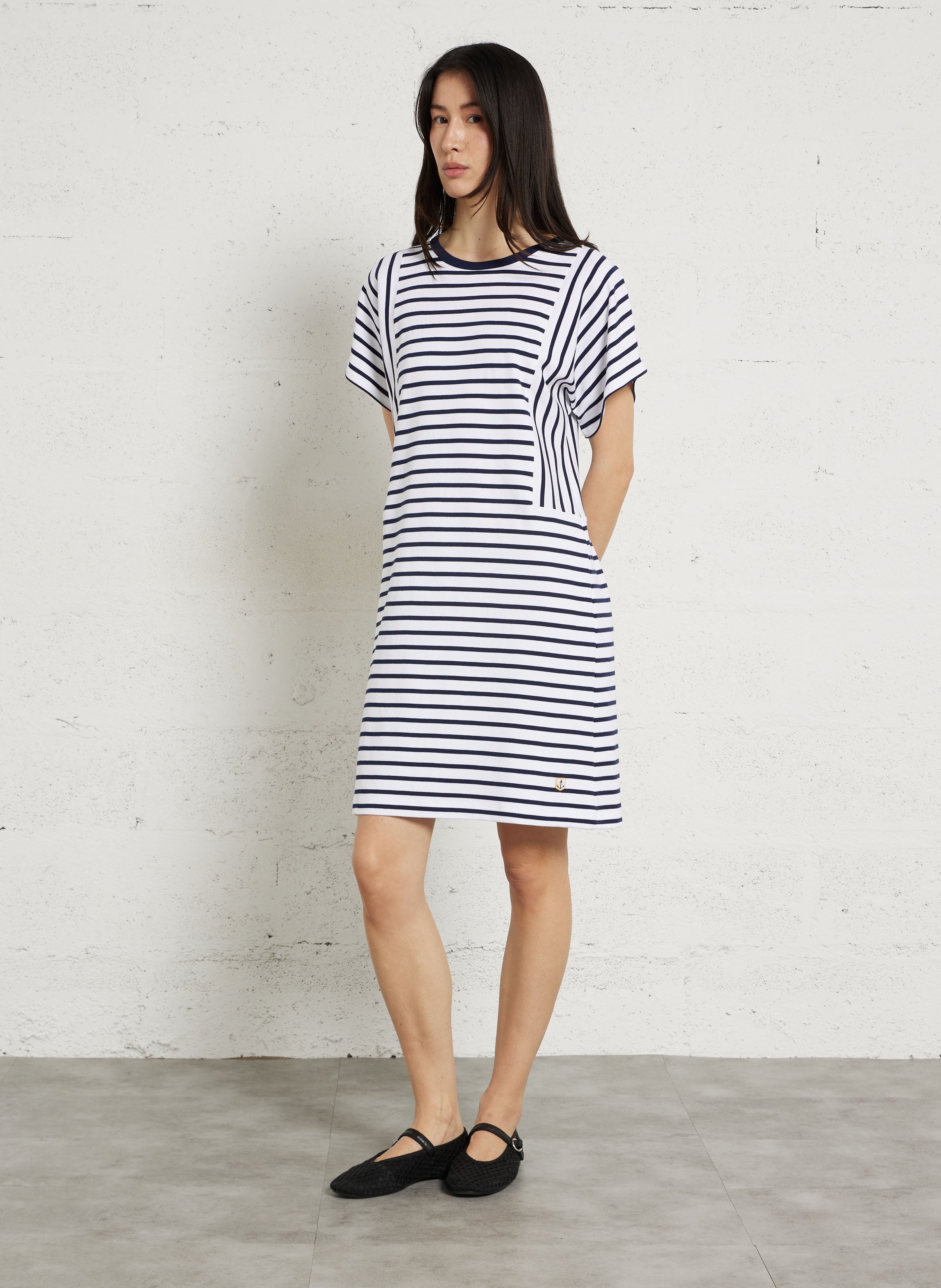 Robe courte col rond en coton rayé heritage ARMOR-LUX Blanc