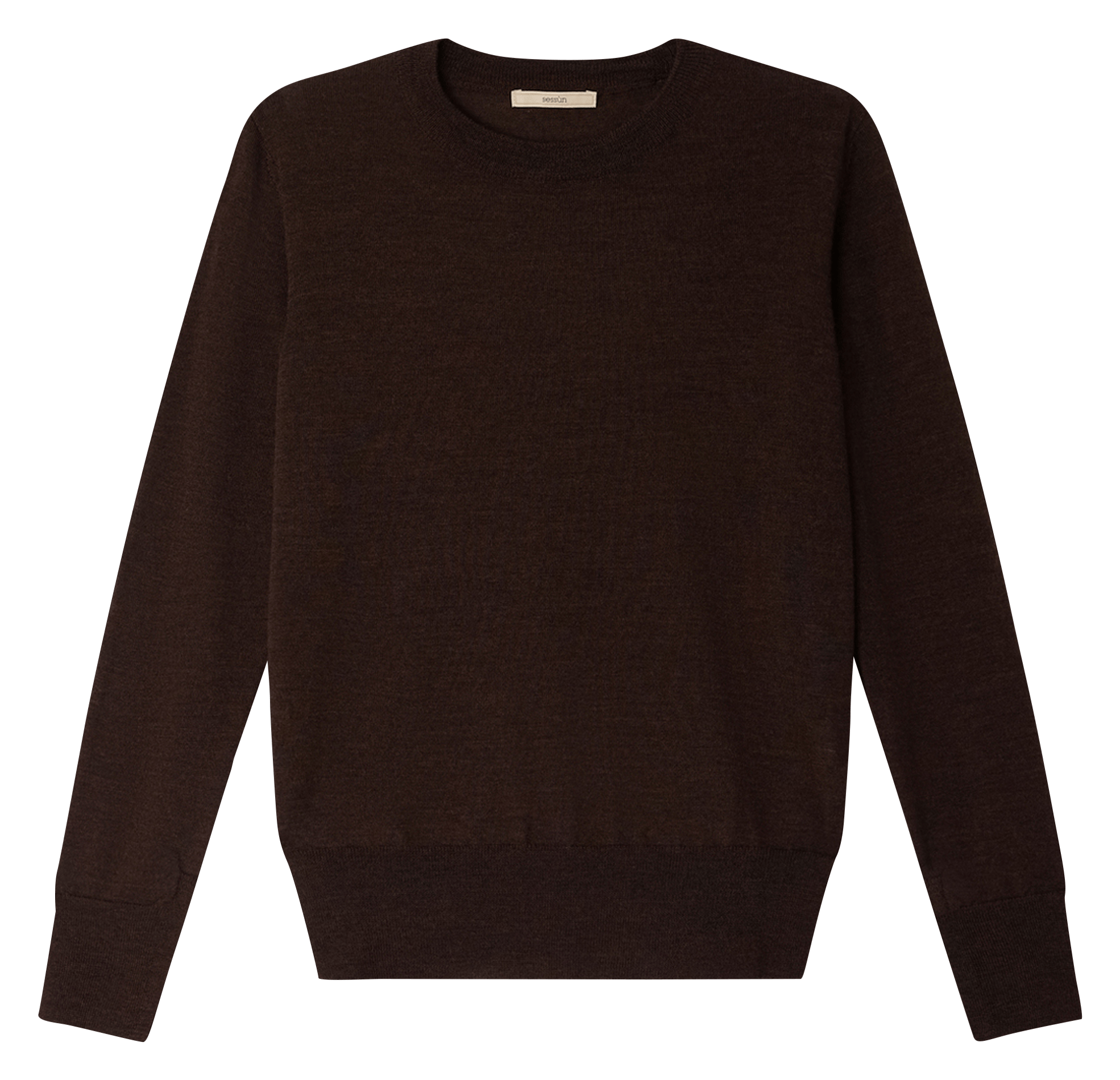 Pull col rond en laine teshima SESSUN Marron