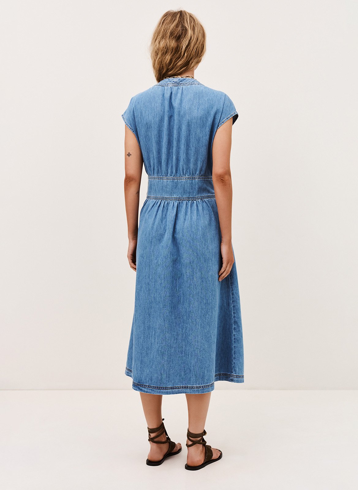 Robe midi portefeuille sans manches love BA&SH Bleu