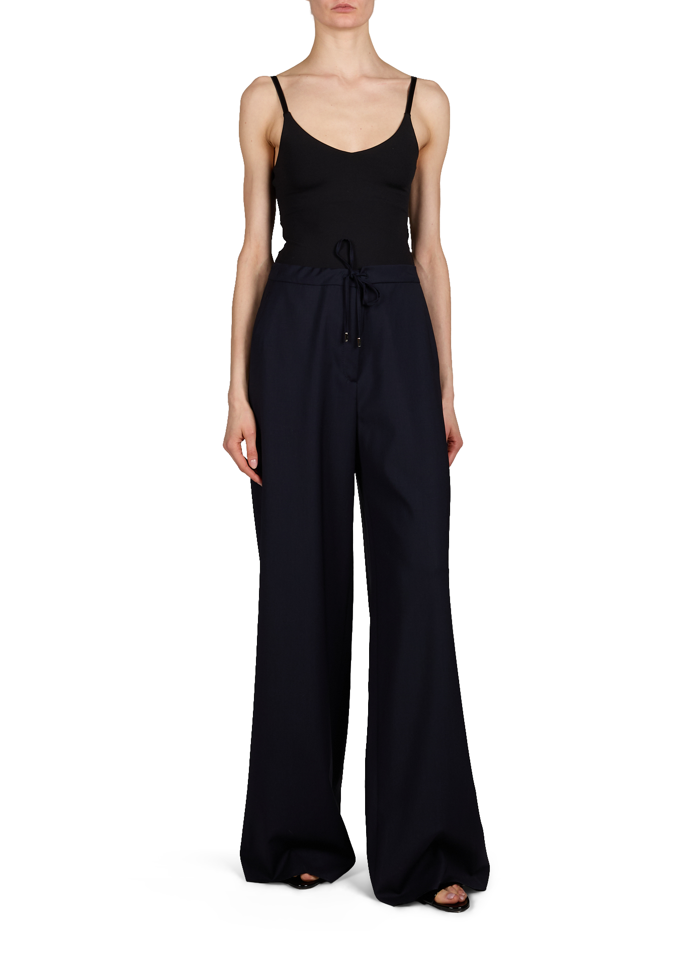 Pantalon droit fluide en laine vierge MAX MARA STUDIO Bleu