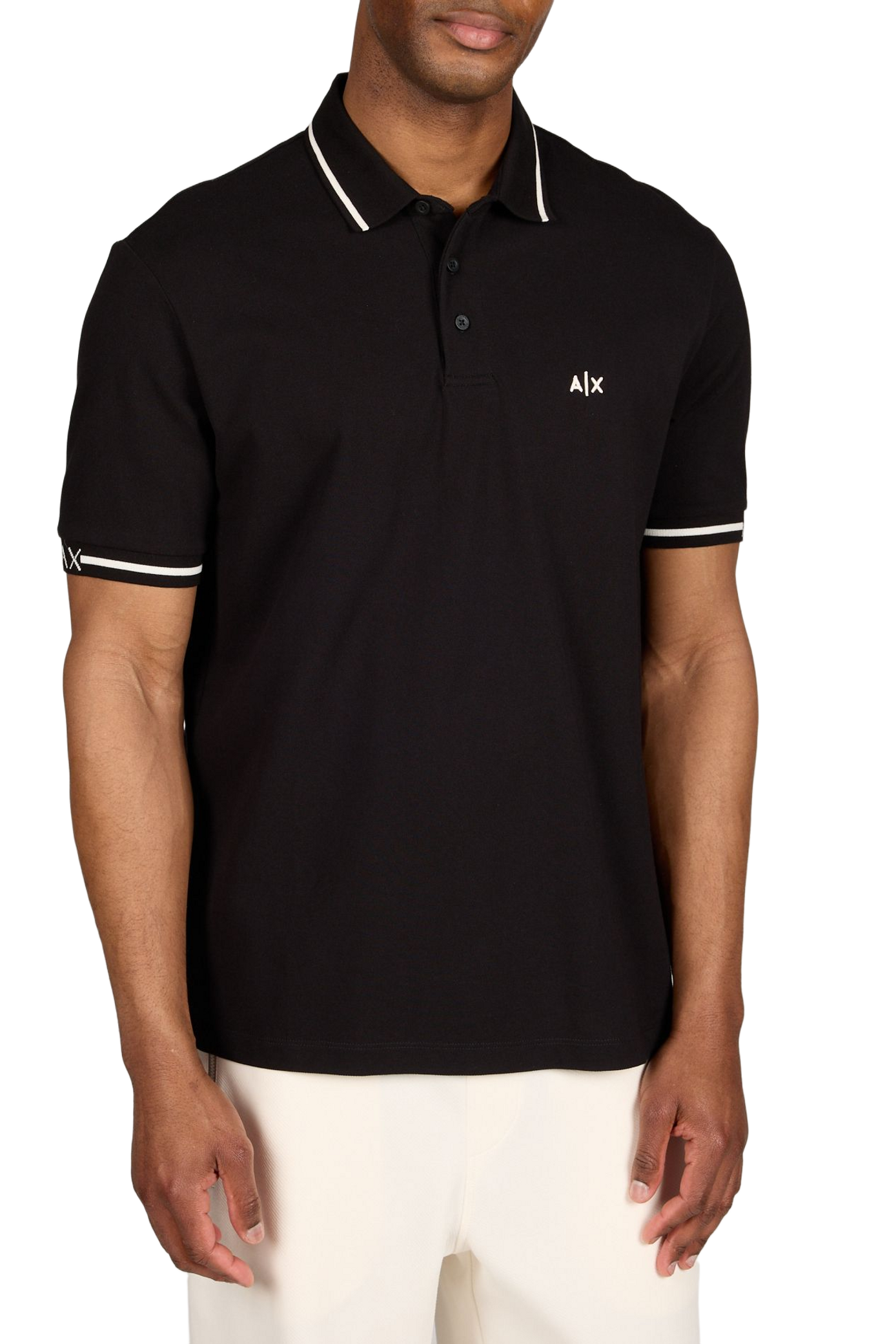 Short sleeve cotton polo shirt ARMANI EXCHANGE Black
