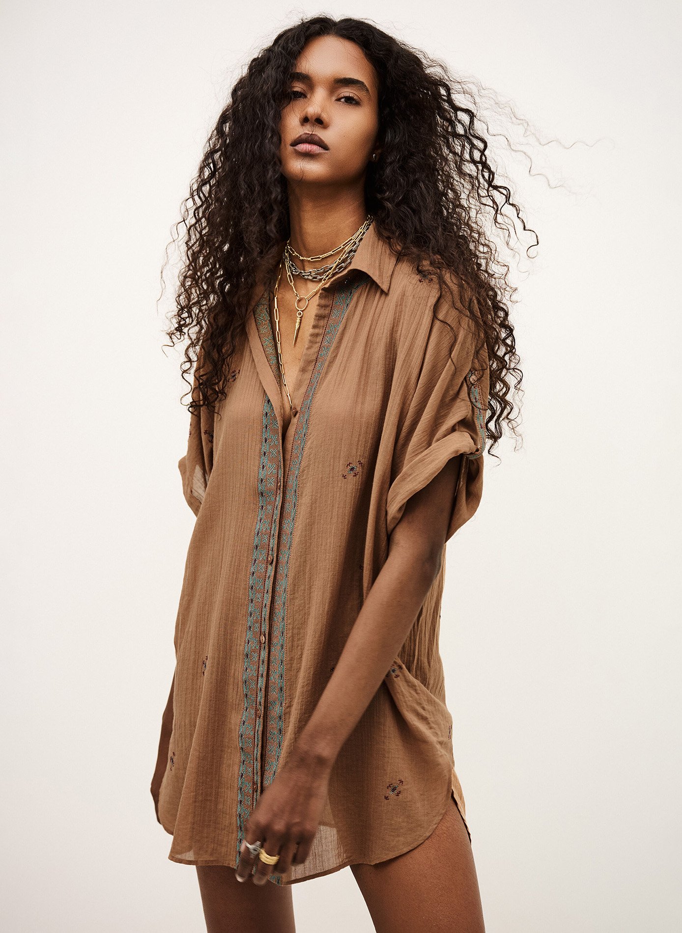 Chemise col classique en coton daela BA&SH Beige