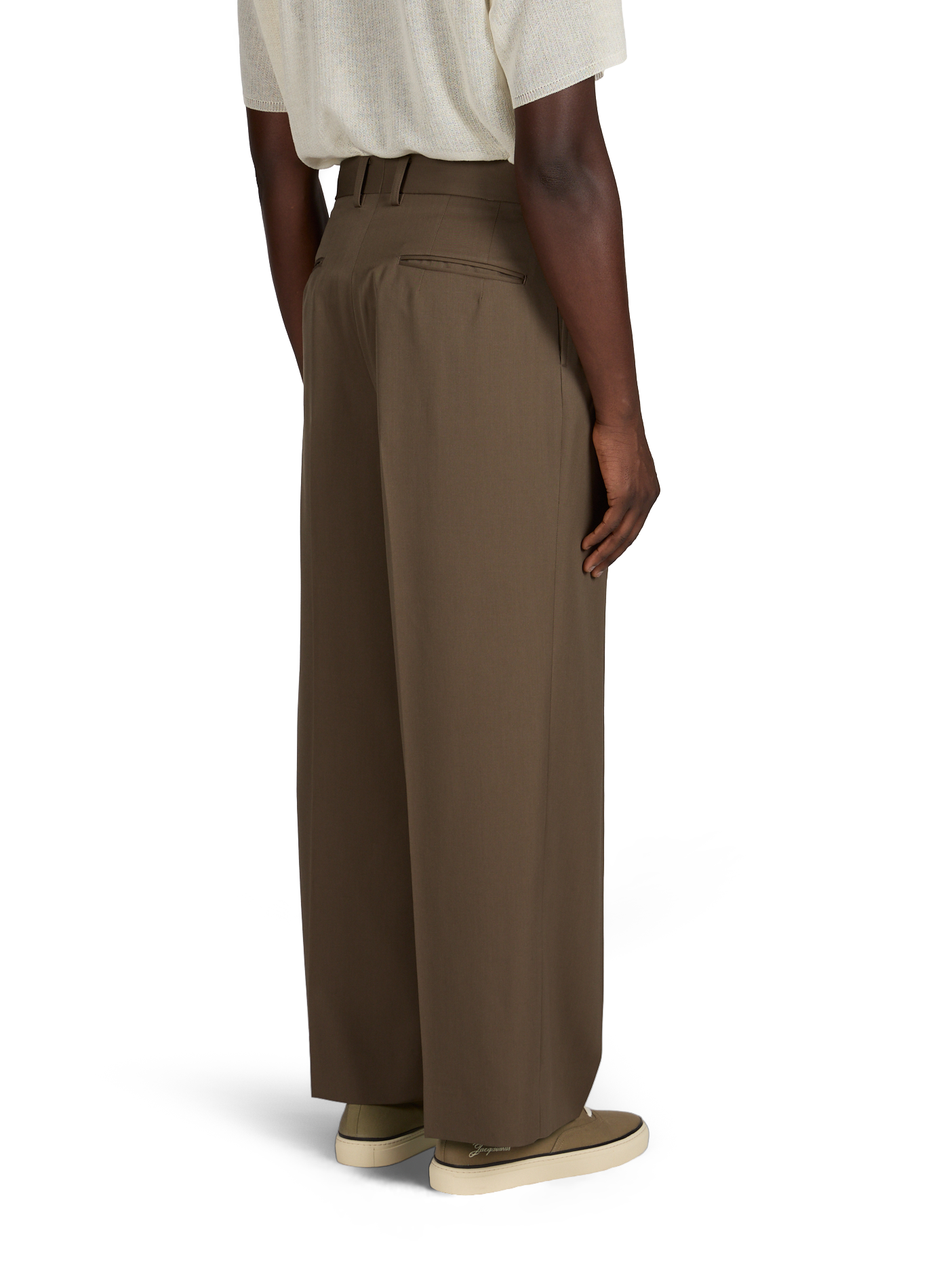 Pantalón ancho de lana SSSTEIN Beige