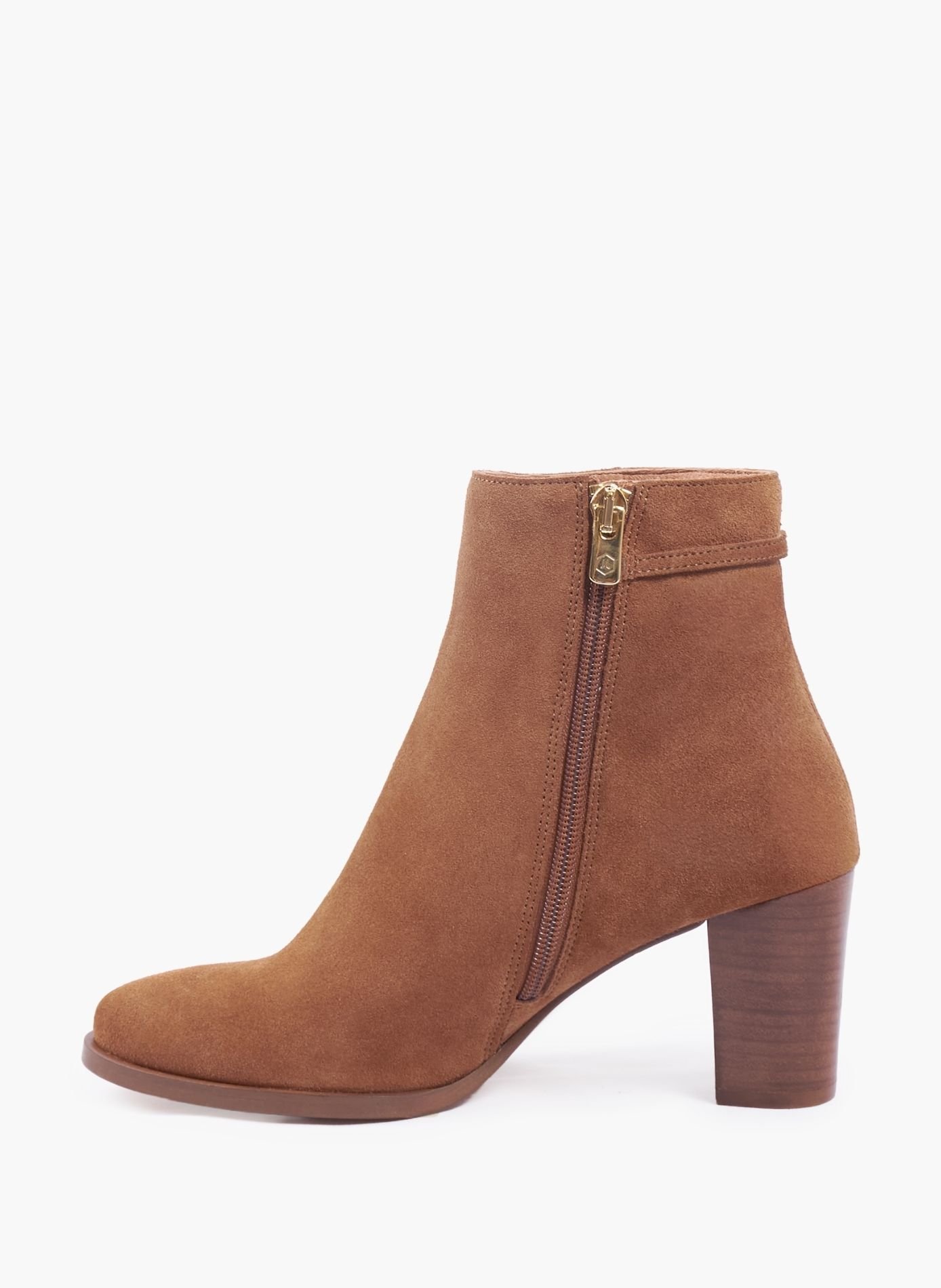 Bottines bijoux talon zélie cuir daim JULES & JENN Marron