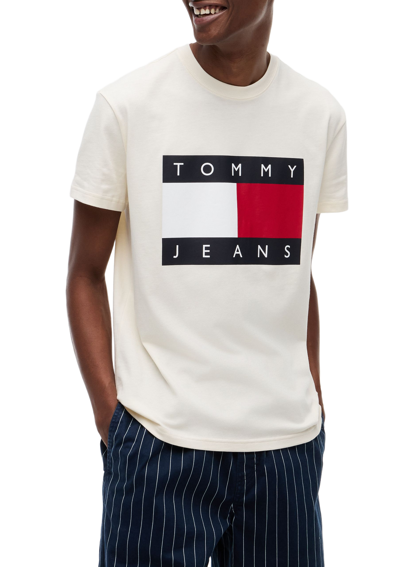 Round neck printed t-shirt TOMMY HILFIGER Beige