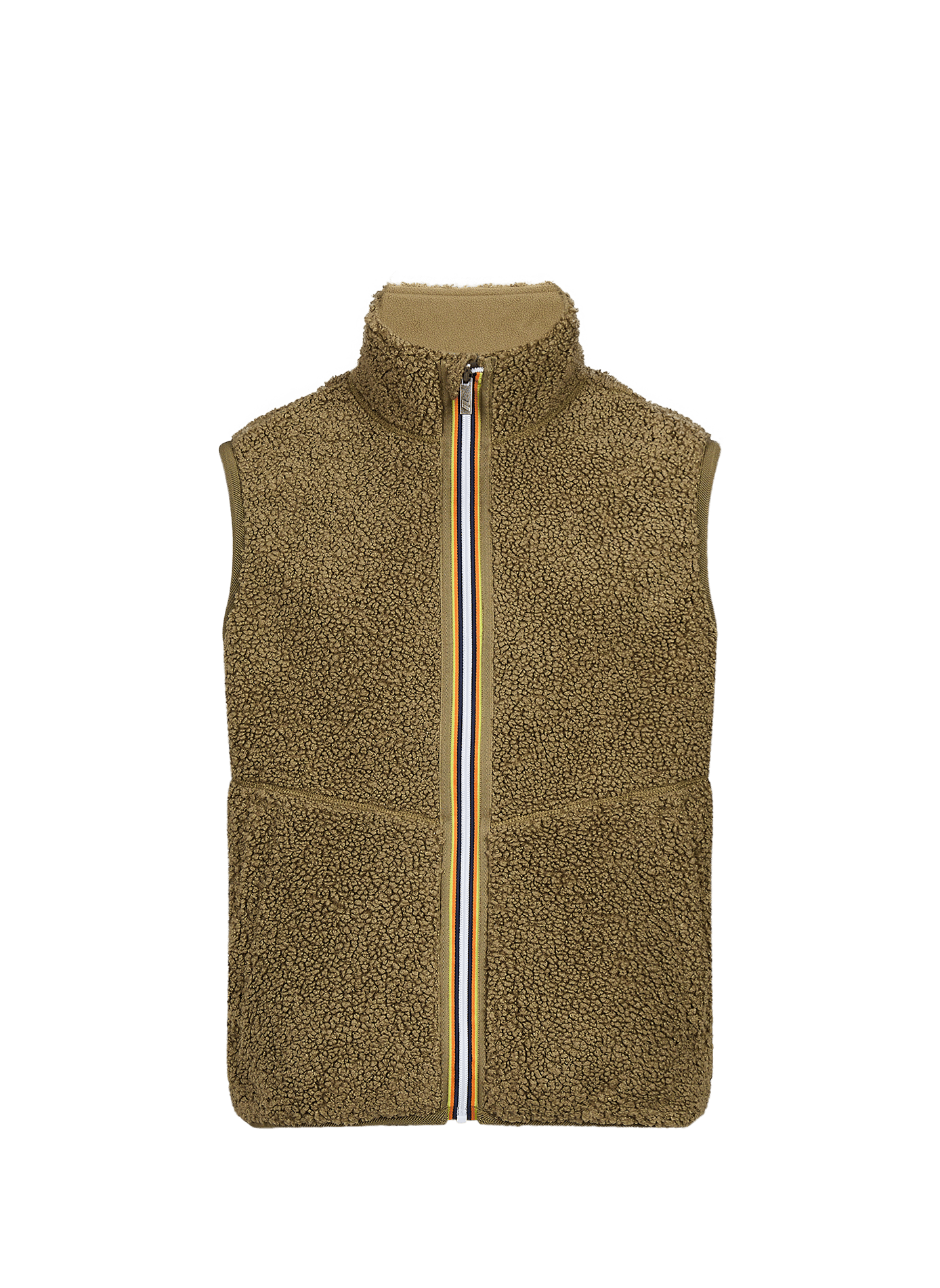 Mouwloos sherpa vest met opstaande kraag K-WAY Kaki