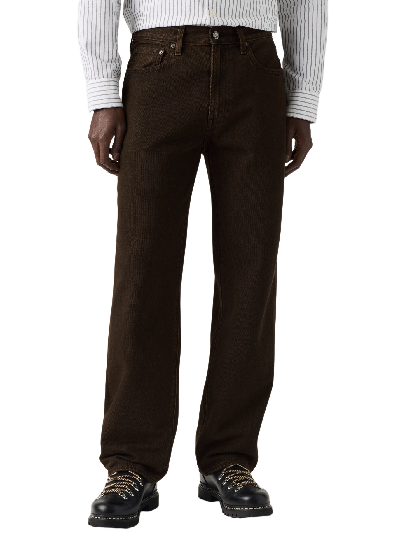 Wide-leg straight cotton jeans LEVI'S Brown