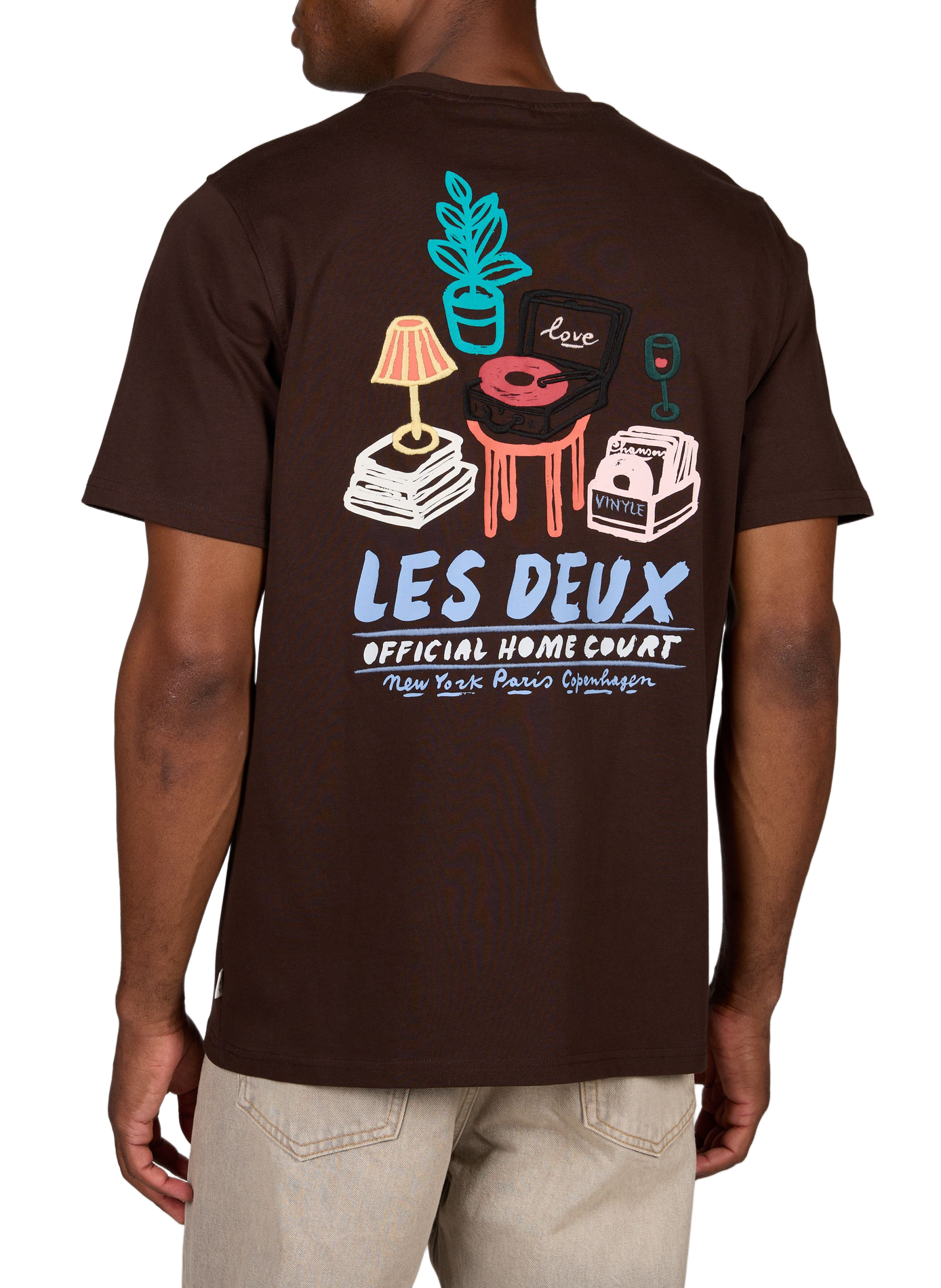 Recht T-shirt van katoen. LES DEUX Bruin