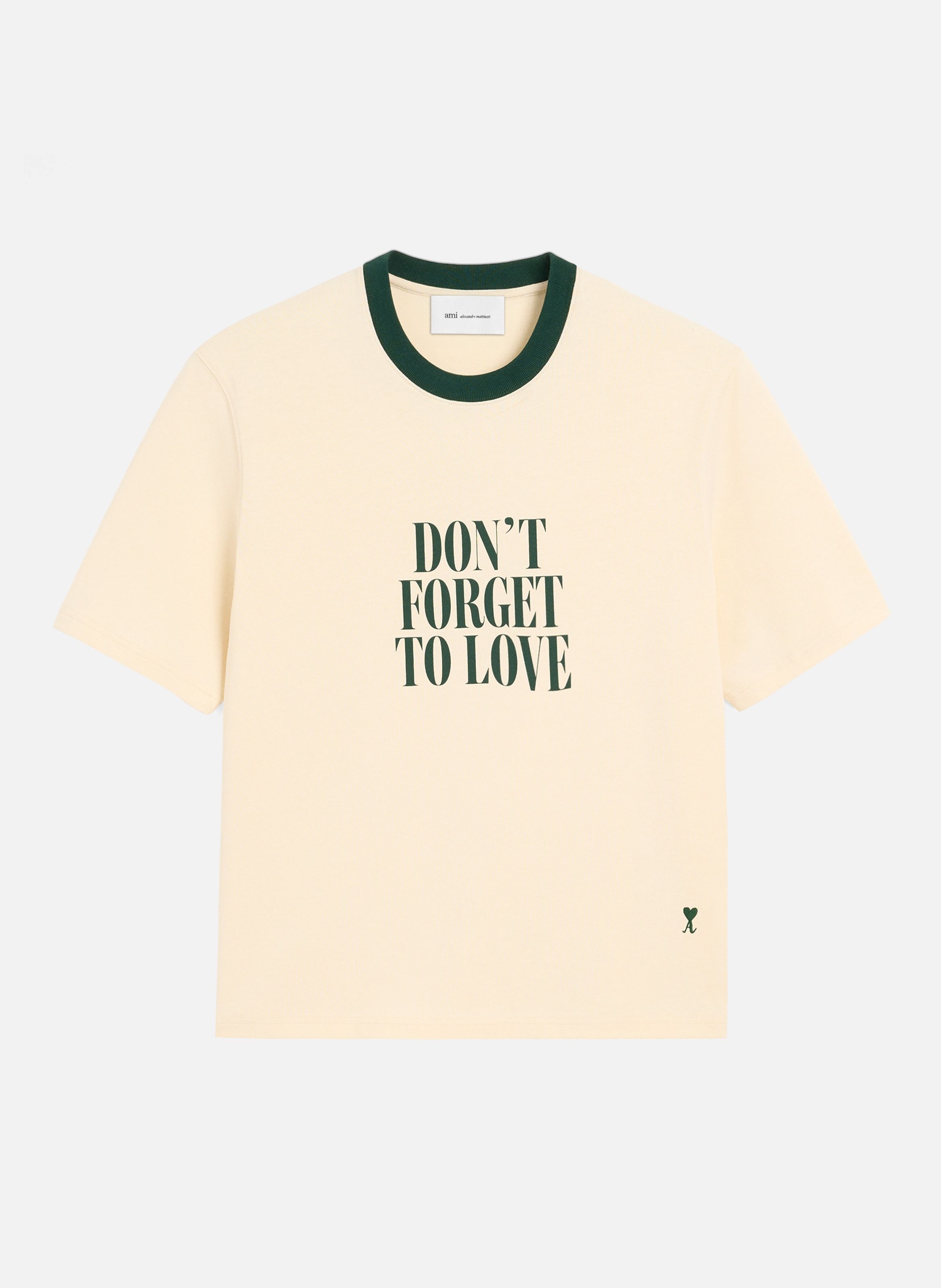 T-shirt imprimé unisexe en coton "don't forget to love" AMI PARIS Blanc