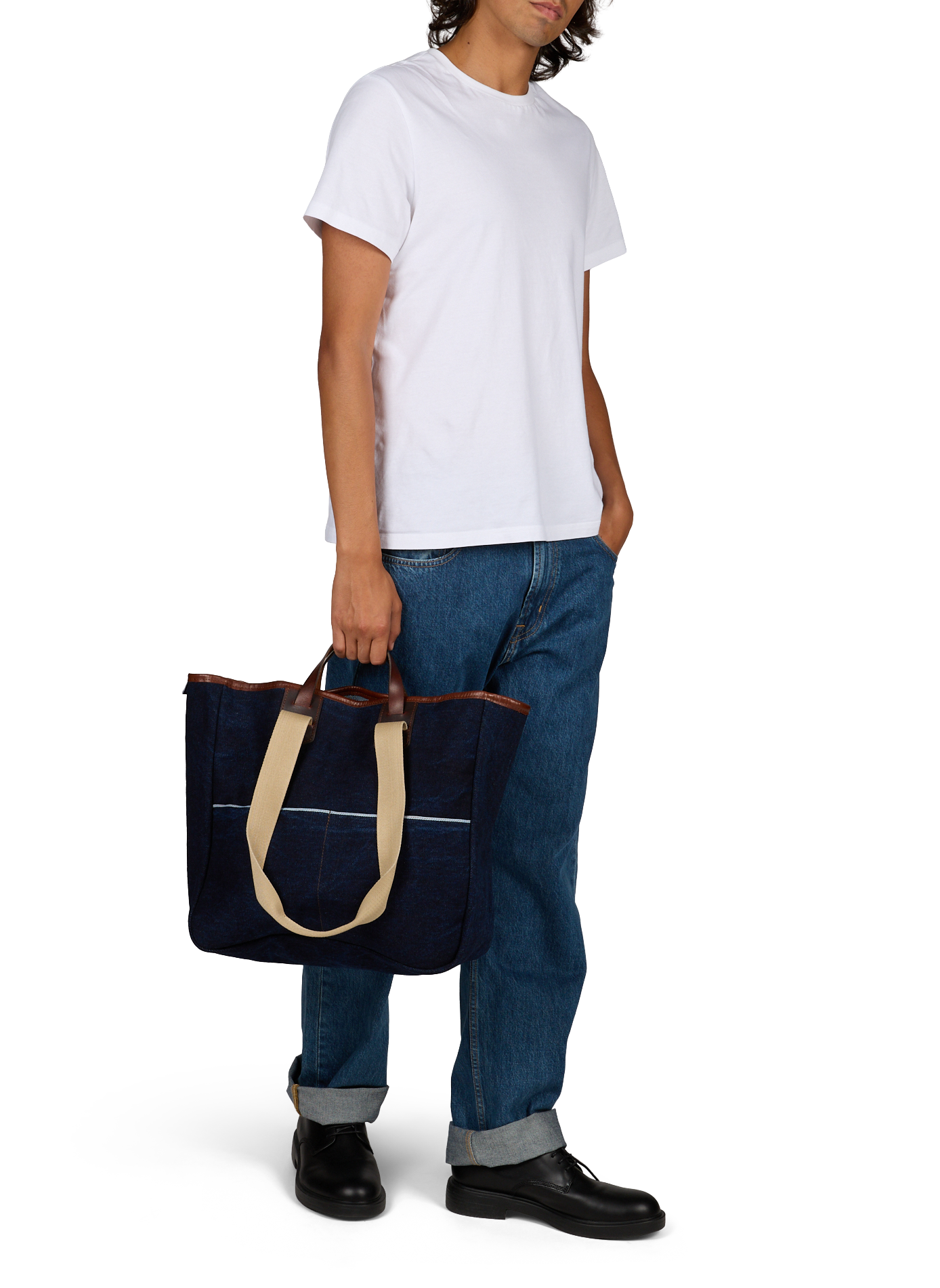 Shopper tas Meline in katoen en leer BLEU DE CHAUFFE Blauw