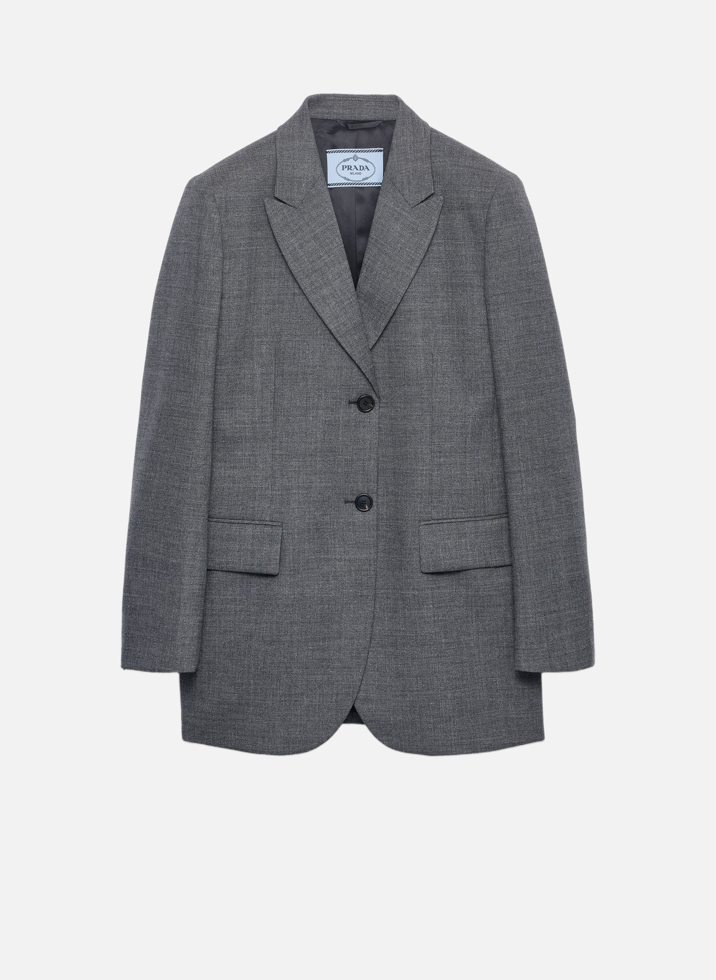 Veste droite en tissu hopsack mélangé PRADA Gris
