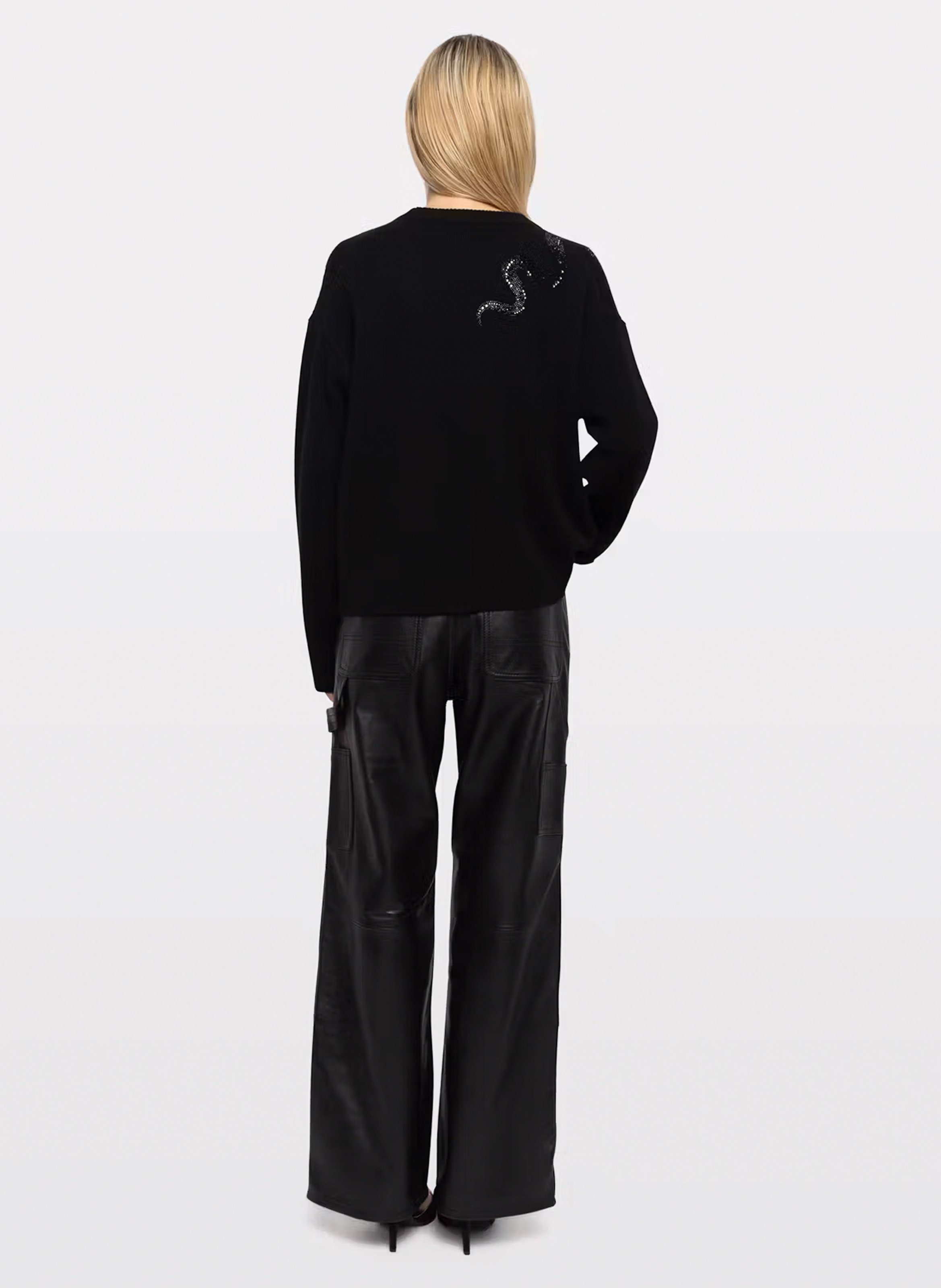Rechte leren broek met hoge taille perya ZADIG&VOLTAIRE Zwart
