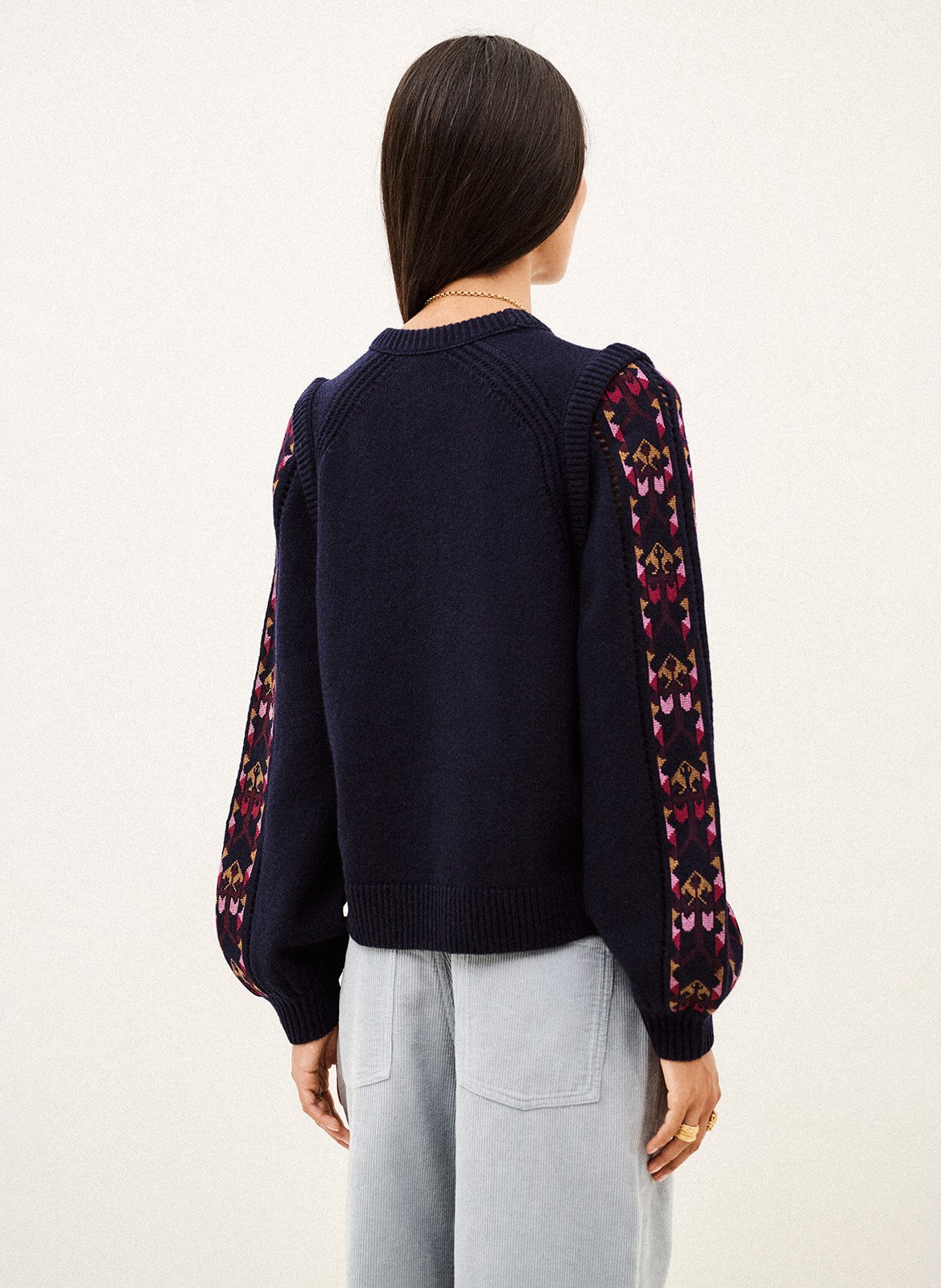 Pull brodé en maille de laine elda BA&SH Bleu