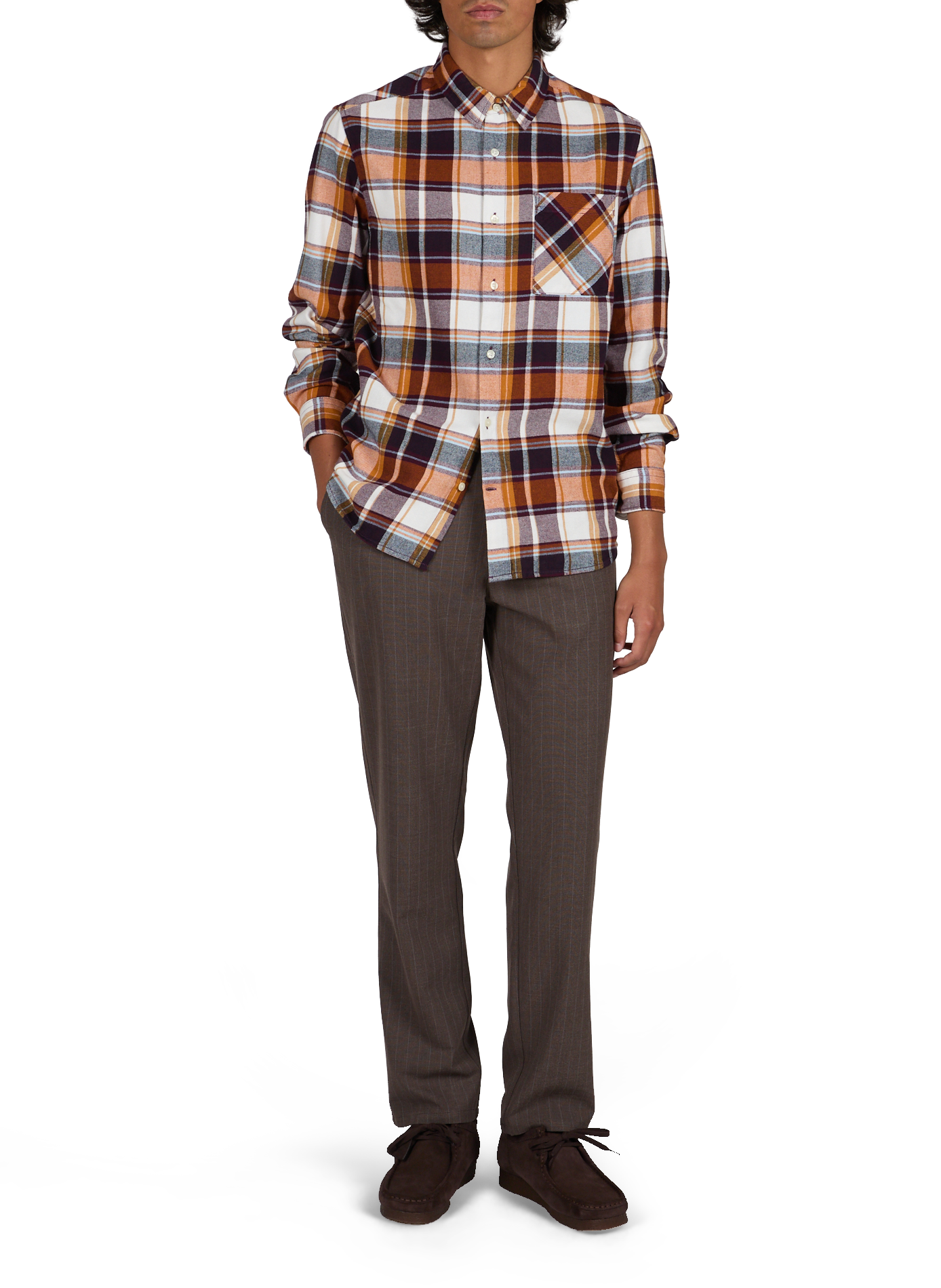 Straight cotton shirt | Brown KNOWLEDGE COTTON Men