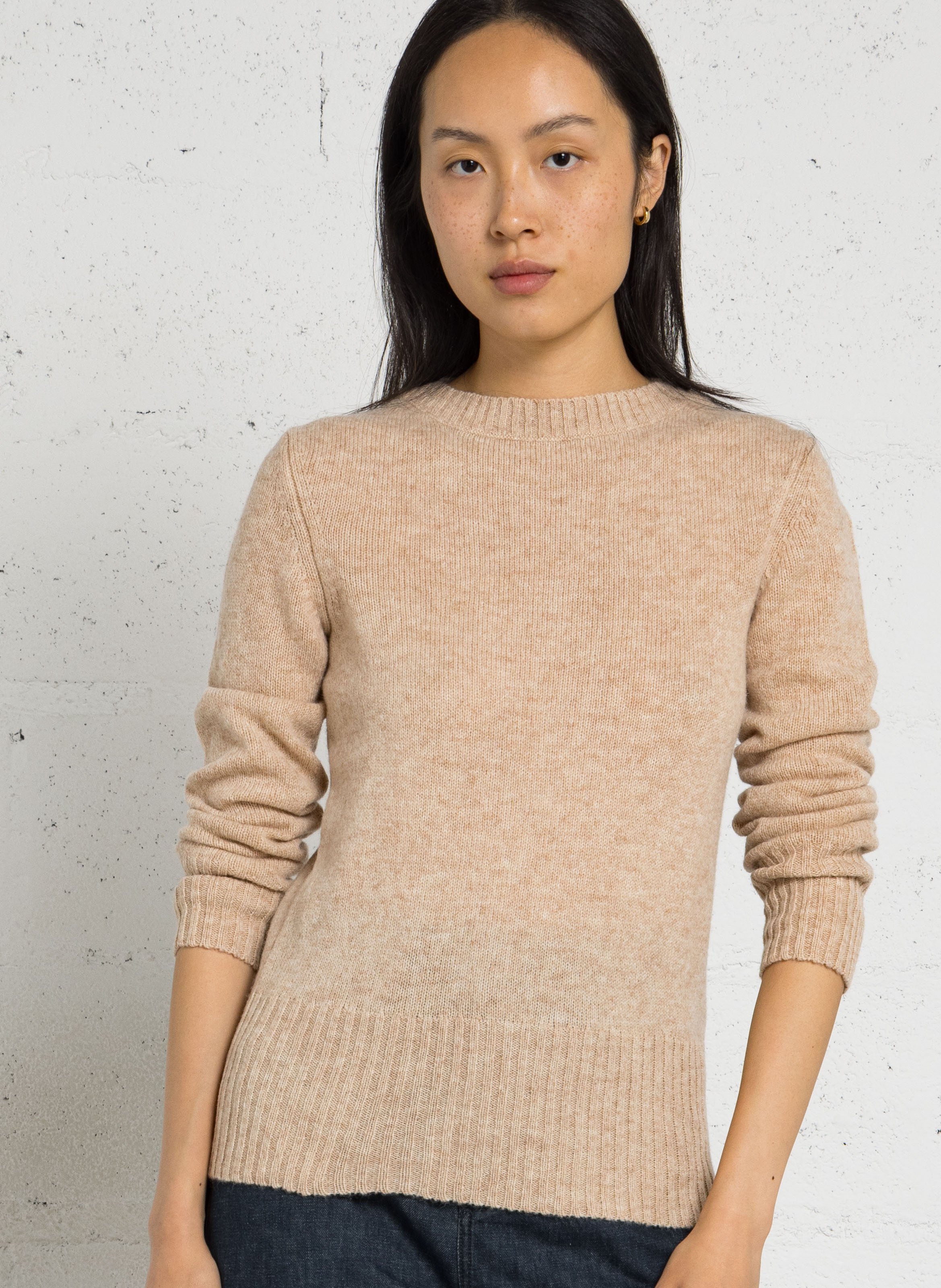 Pull droit col rond en laine gipsy SOEUR Beige