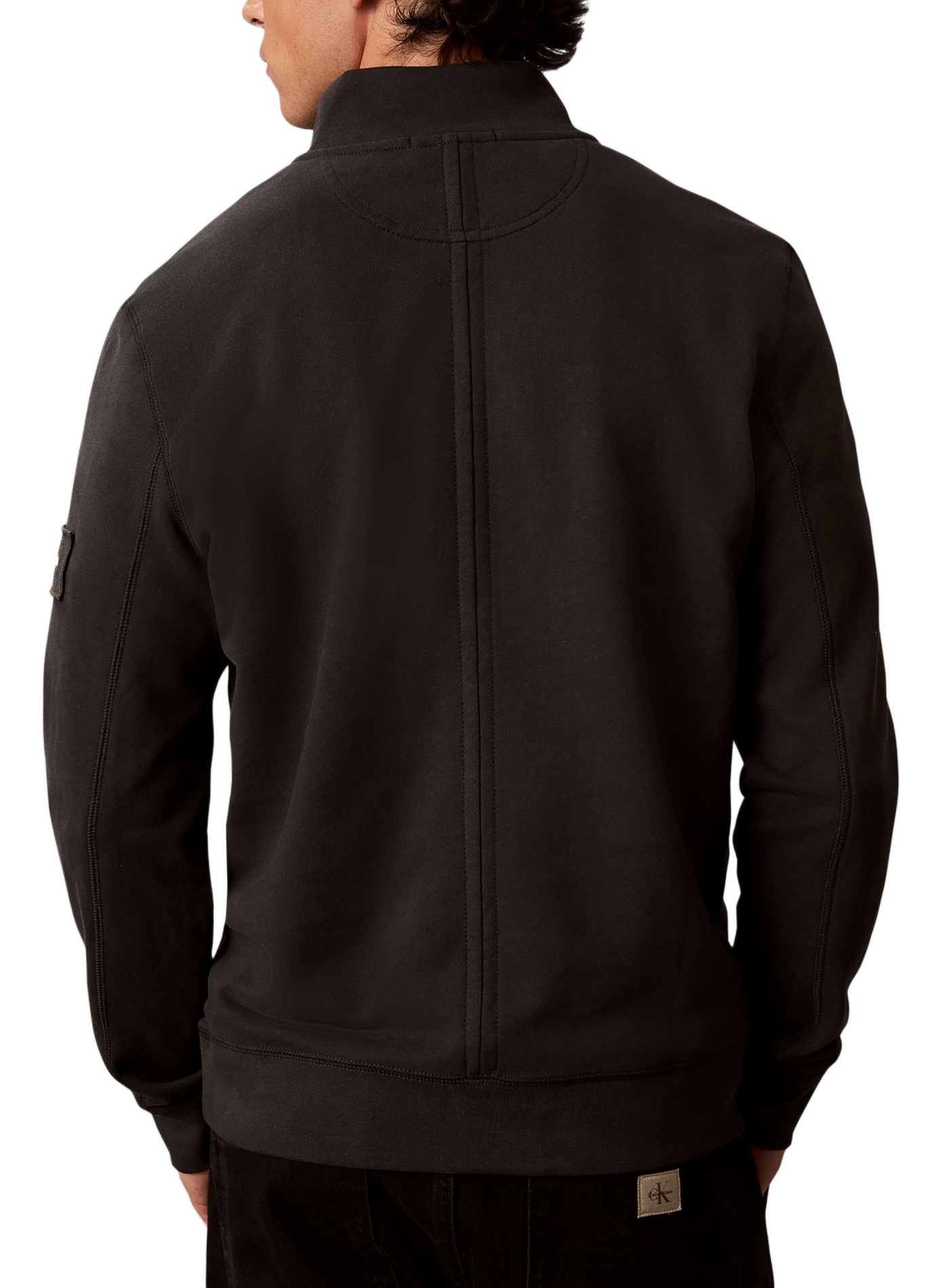 Pull droit à col zippé en coton mélangé CALVIN KLEIN Schwarz