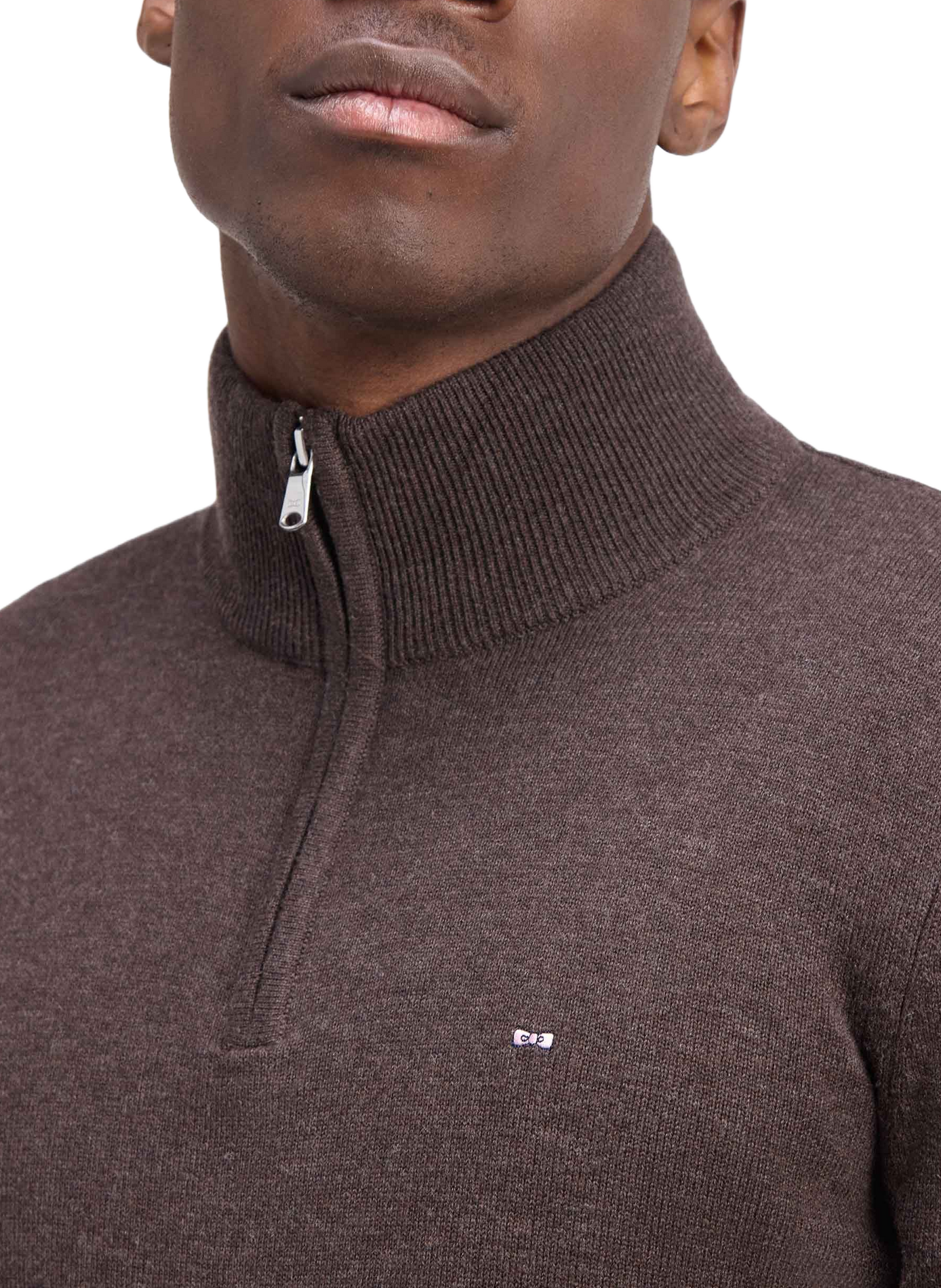 Pull col montant zippée en laine mélangée EDEN PARK Brown