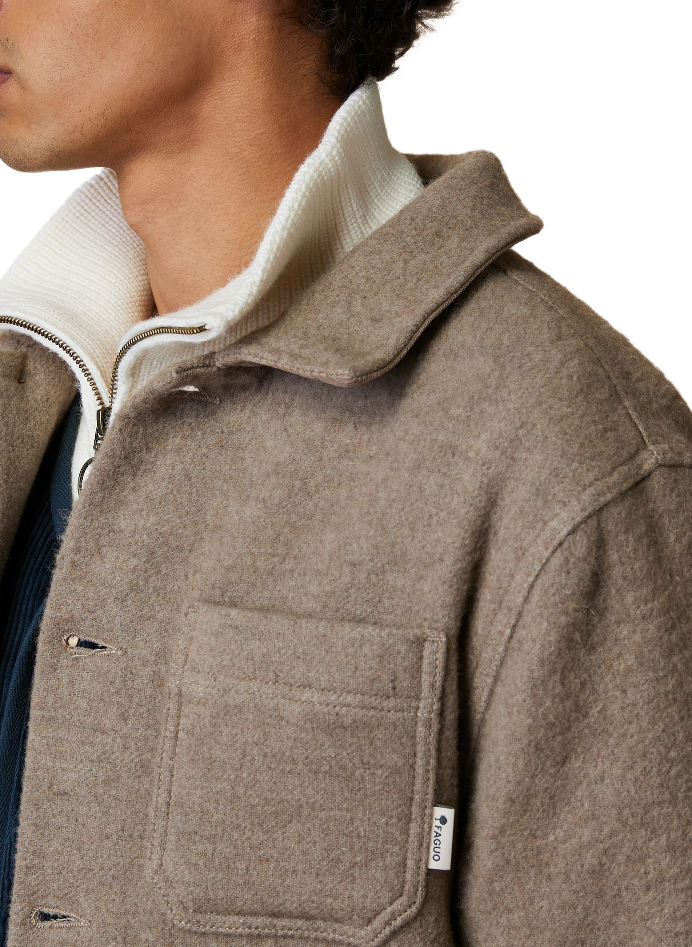 Veste col classique en laine mélangée FAGUO Beige