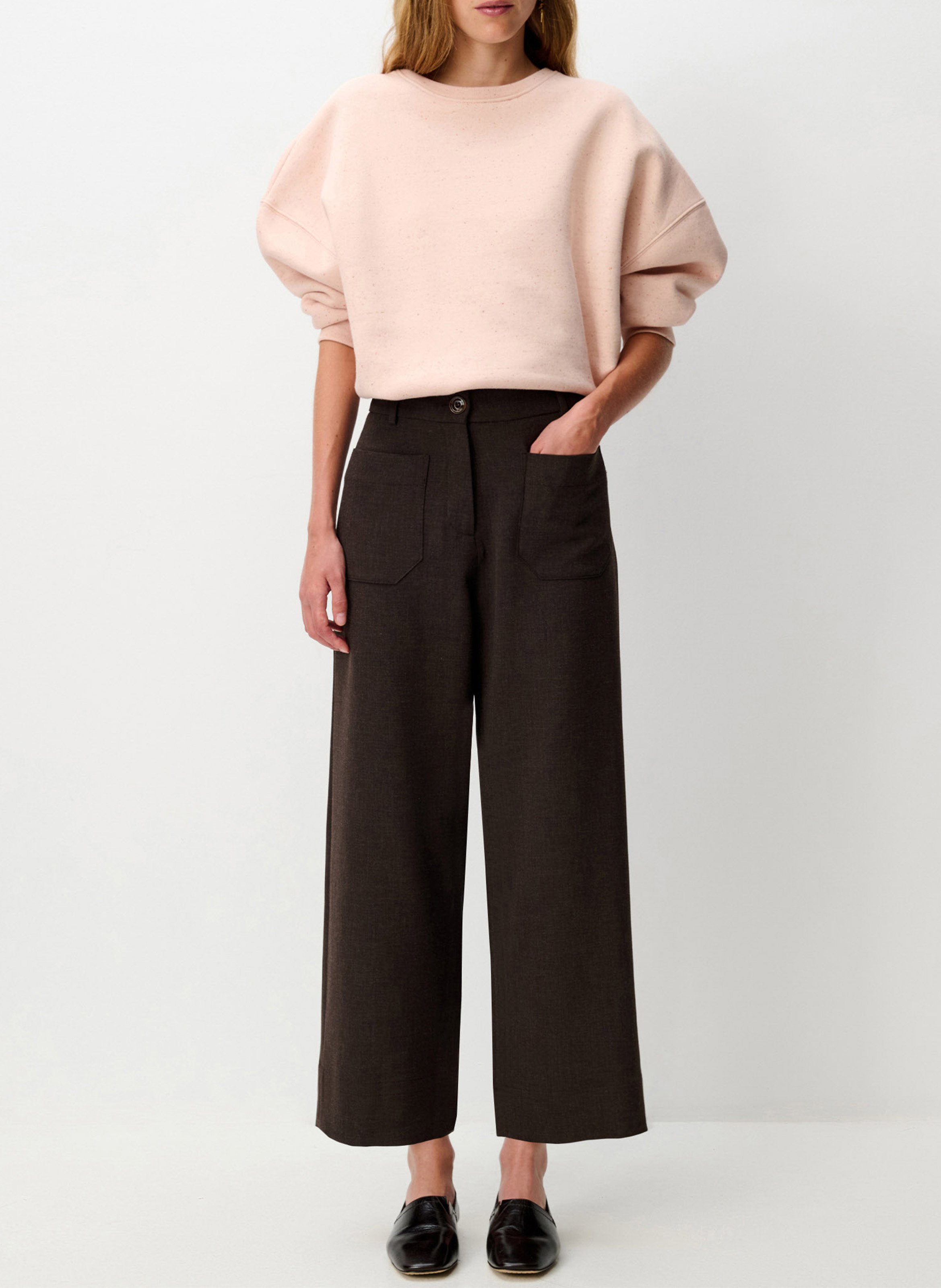 Pantalon droit à jambes raccourcies hudkin SESSUN Marron