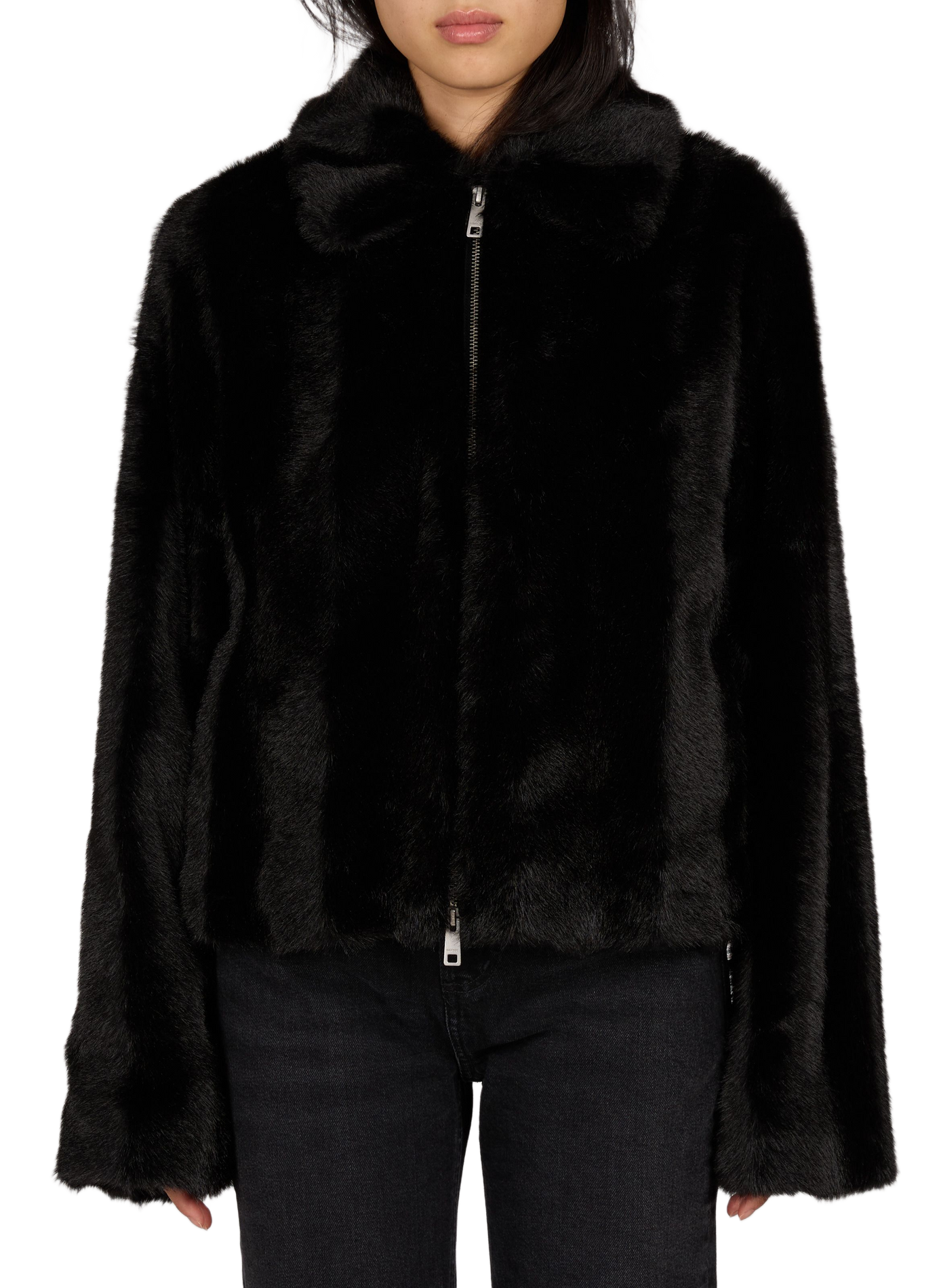 Classic-collar fur jacket SAMSOE SAMSOE Black