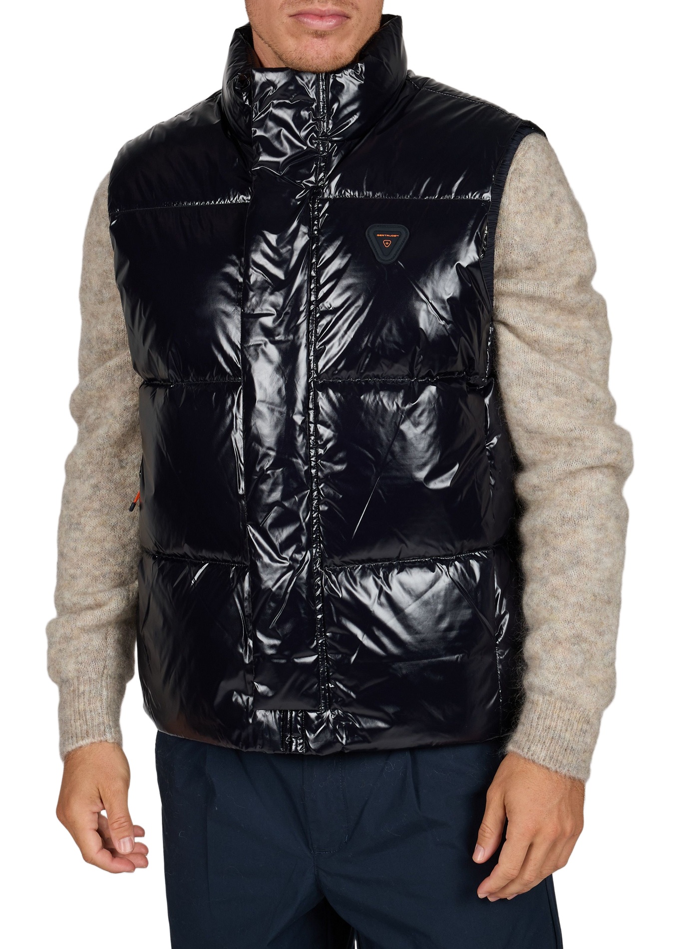 Cesariobr patent sleeveless puffer jacket GERTRUDE Blue