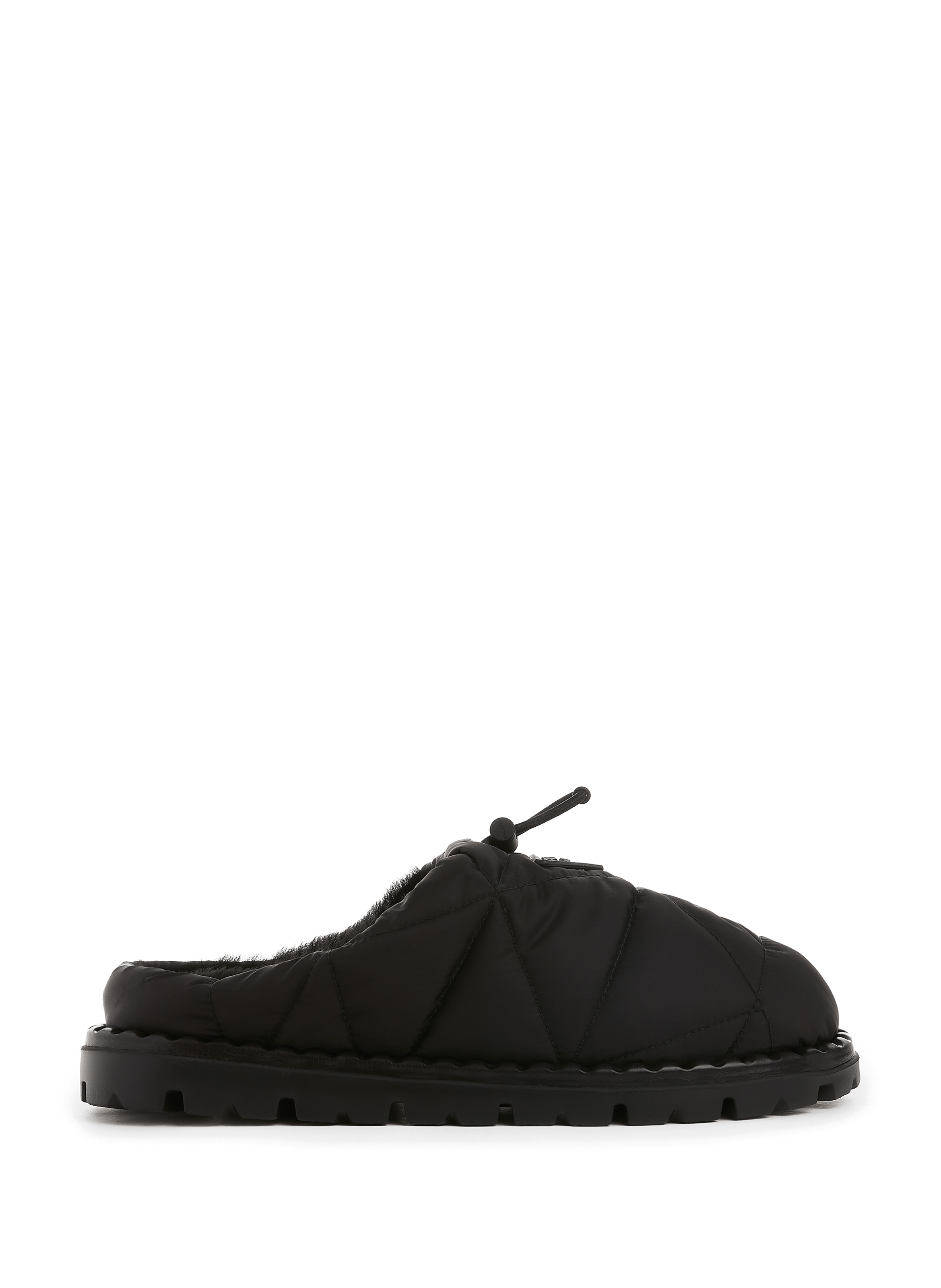 Shearling-lined mules PRADA Black