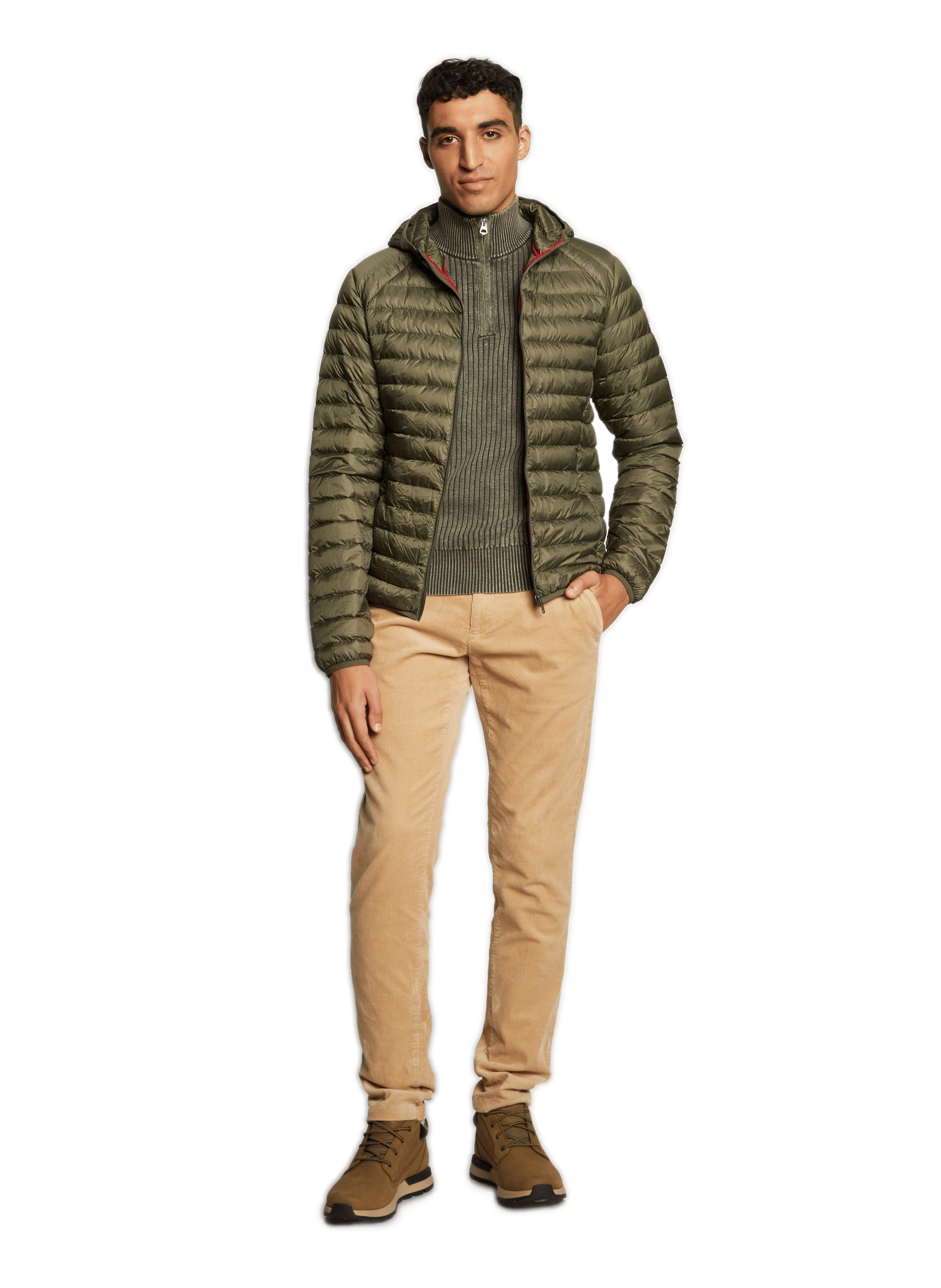 Ribbed trucker sweater SCHOTT Khaki