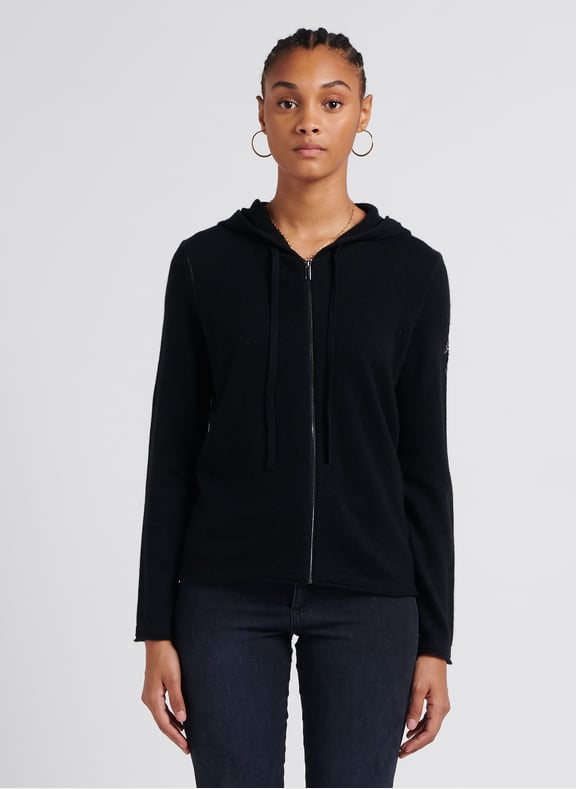 Cardigan à capuche en cachemire Noir by IKKS IKKS Cardigan à capuche en cachemire Noir