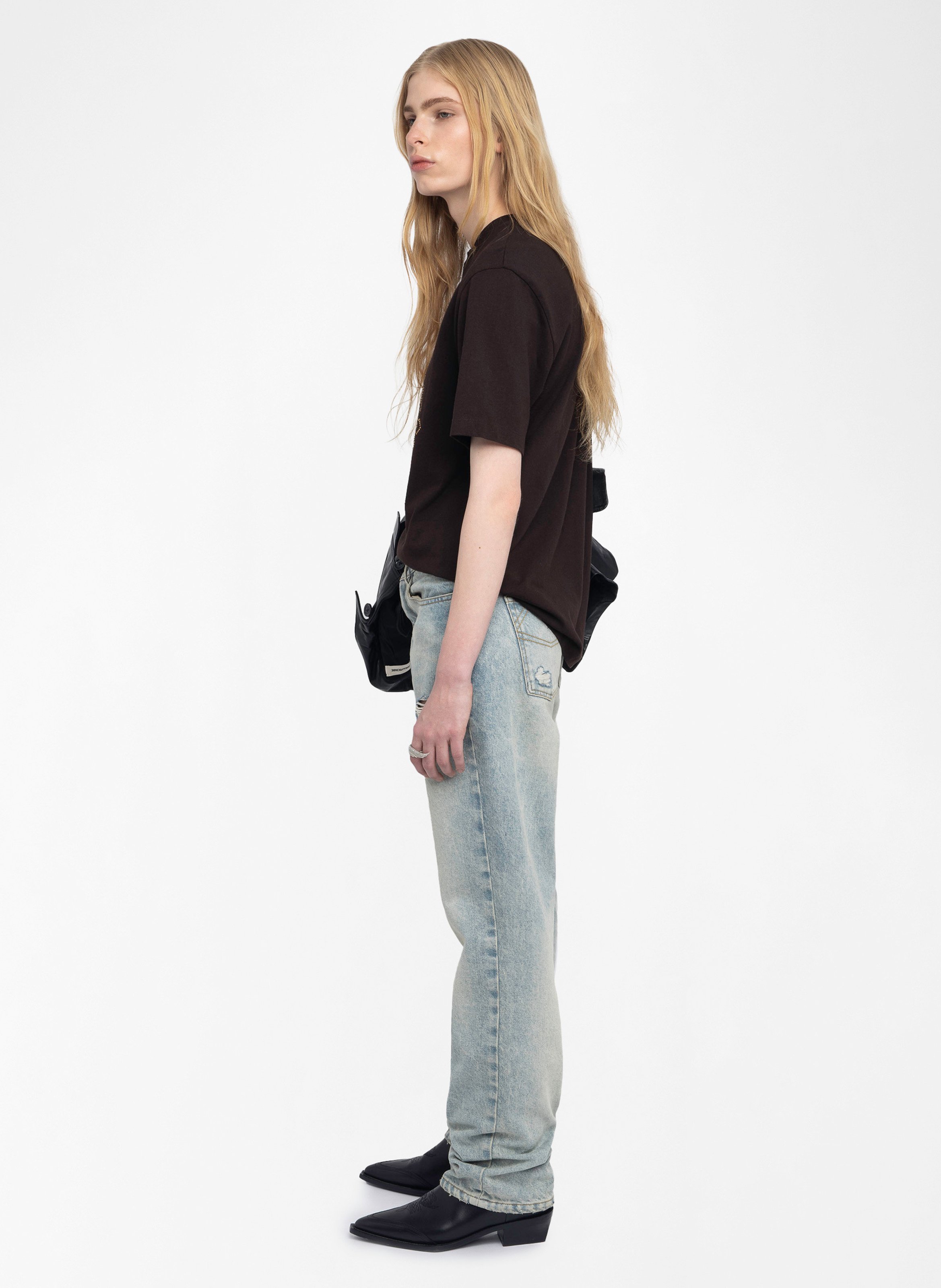 Tee-shirt oversize à motif strass edwin ZADIG&VOLTAIRE Marron