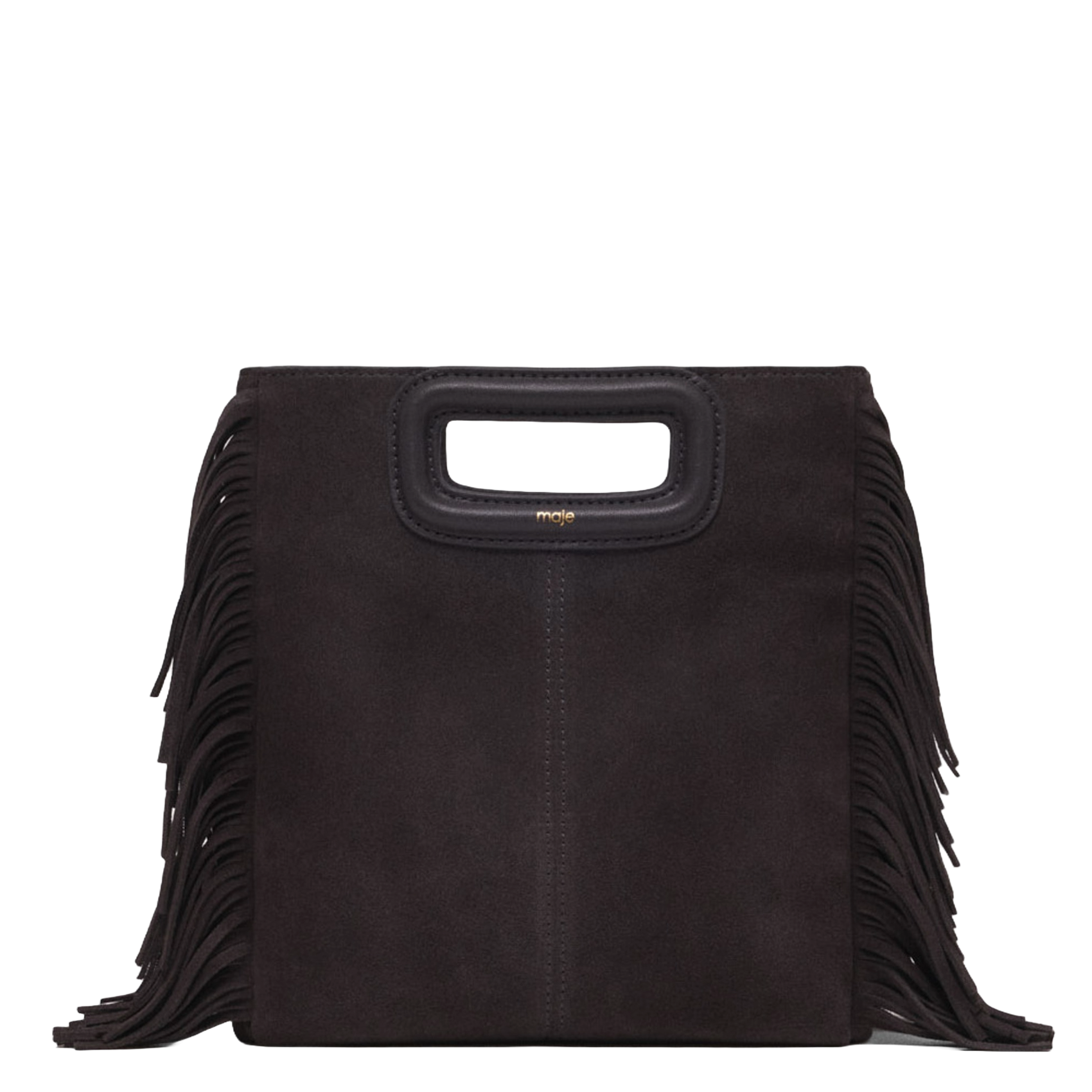 Sac bandoulière à studs en cuir m MAJE Gris