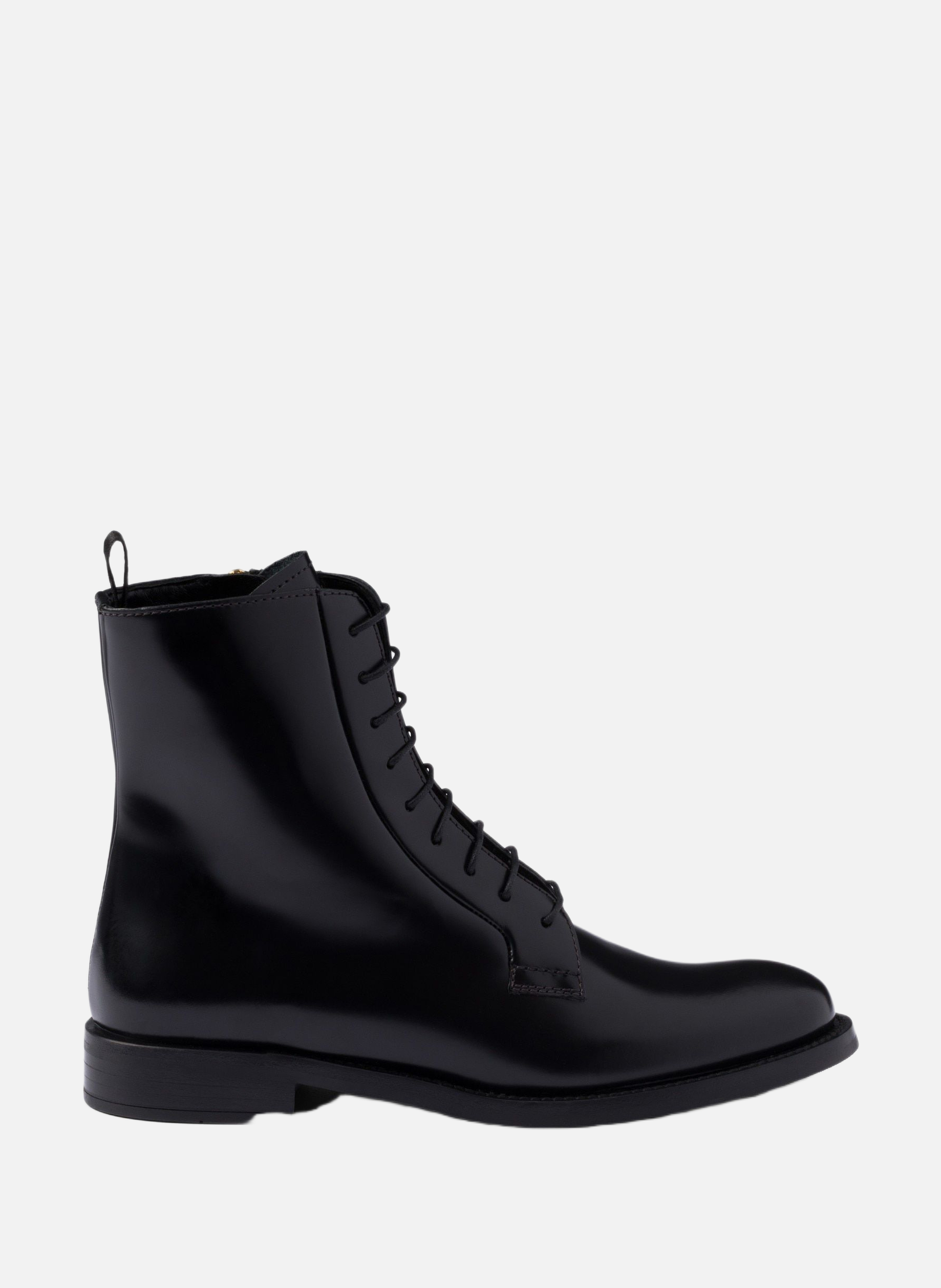 Bottines en cuir brossé PRADA Noir