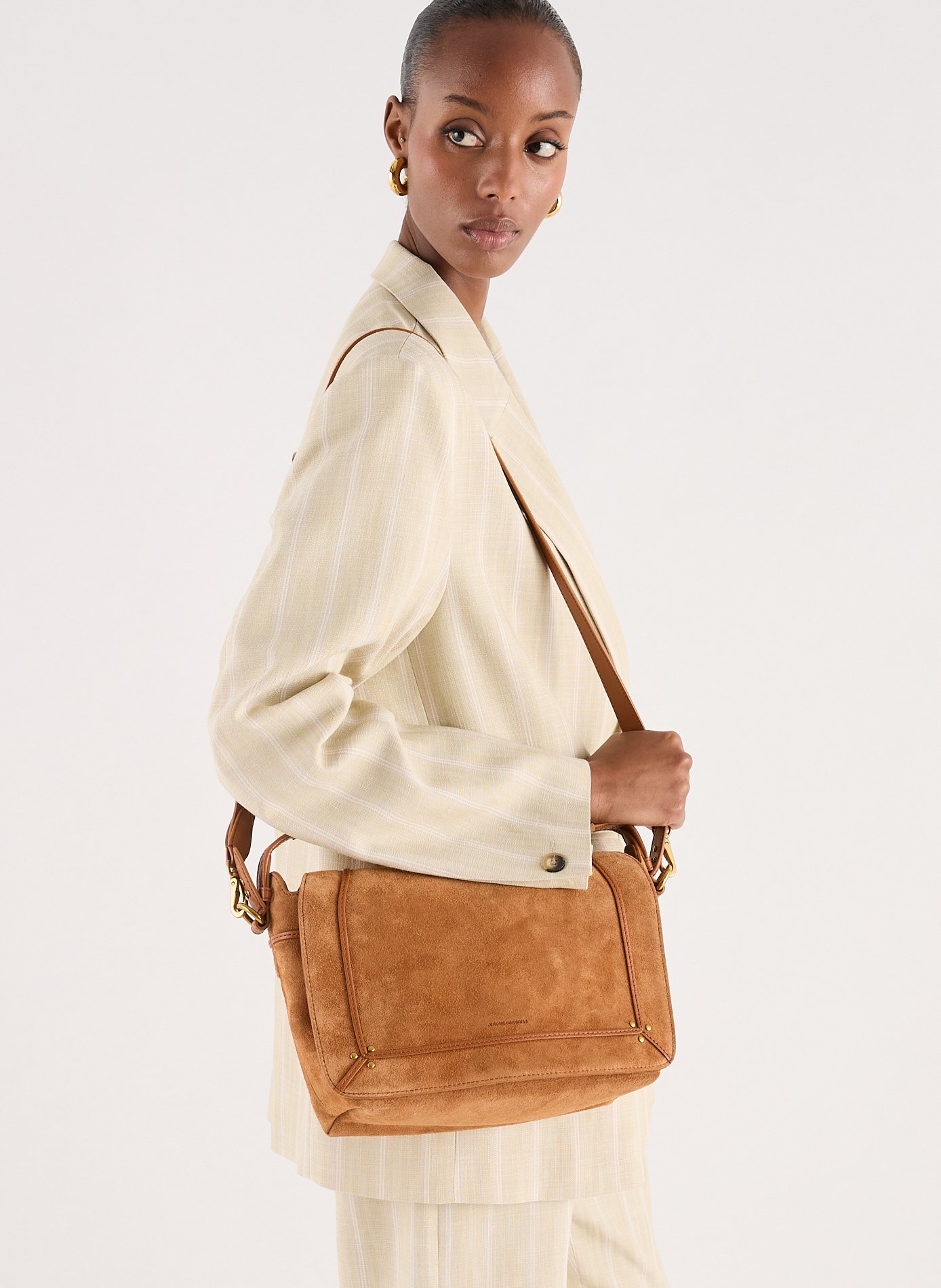 Sac à bandoulière Pepito M en croûte de cuir JÉRÔME DREYFUSS Marron