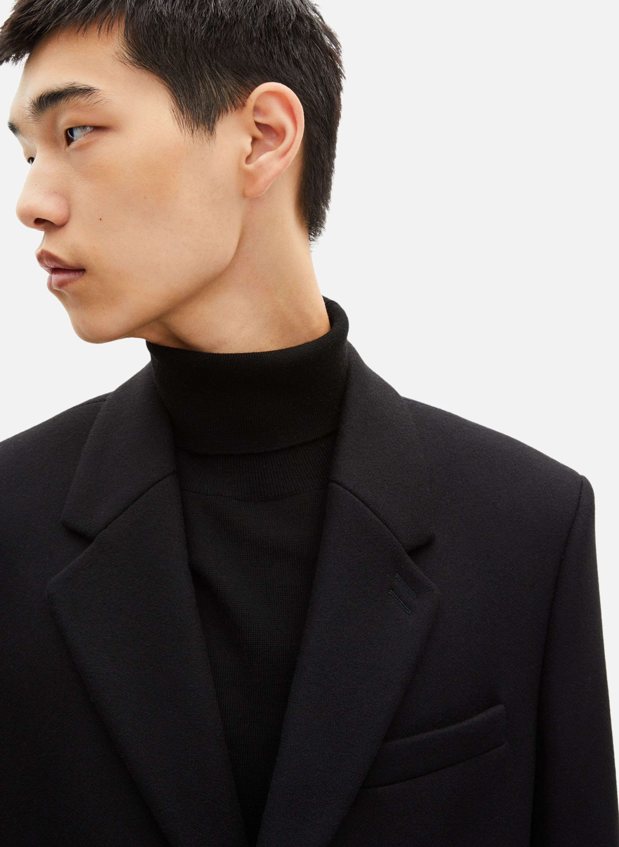 Manteau col revers cuir THE KOOPLES Noir