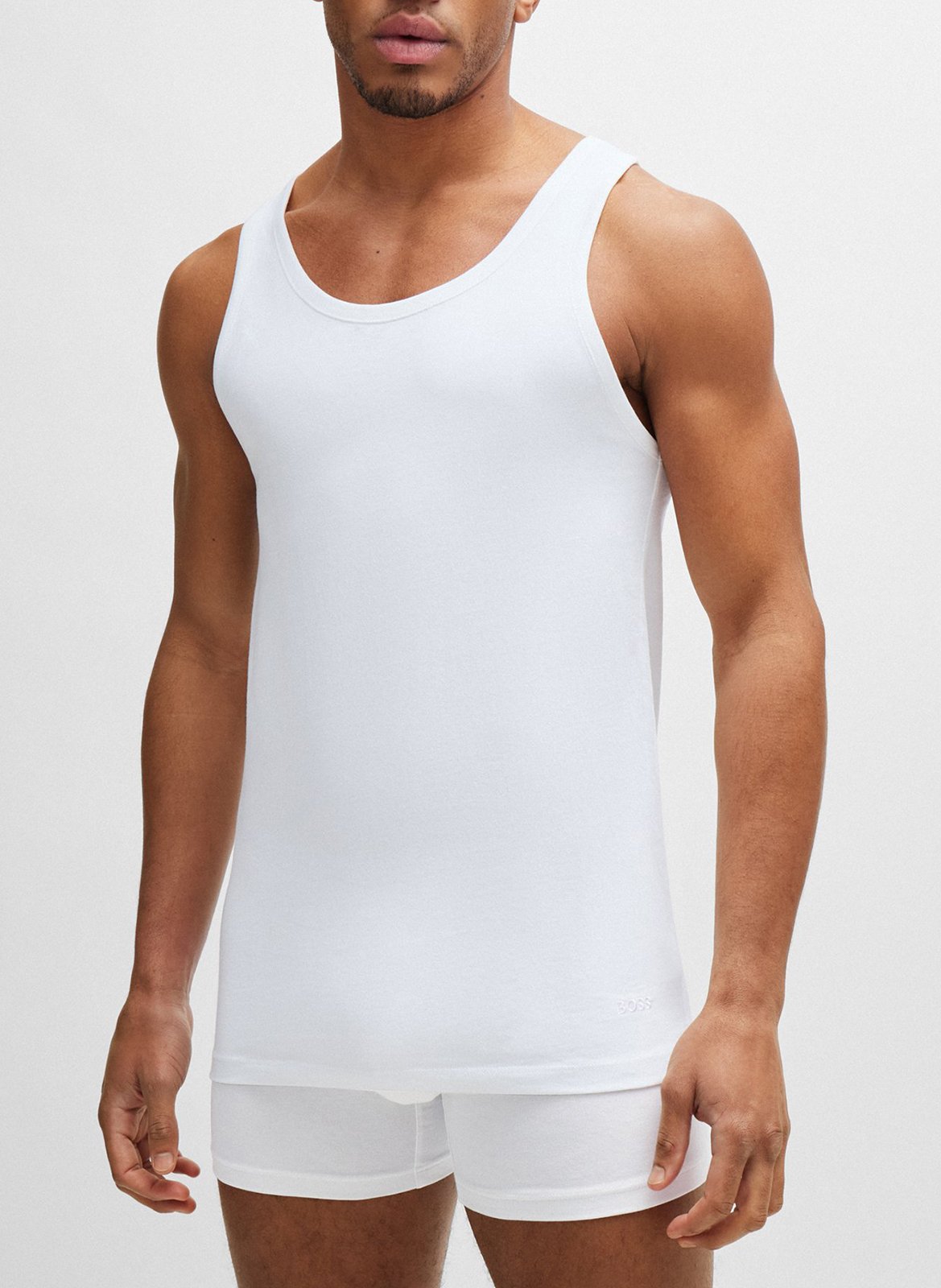Débardeur col rond en coton BOSS Blanc