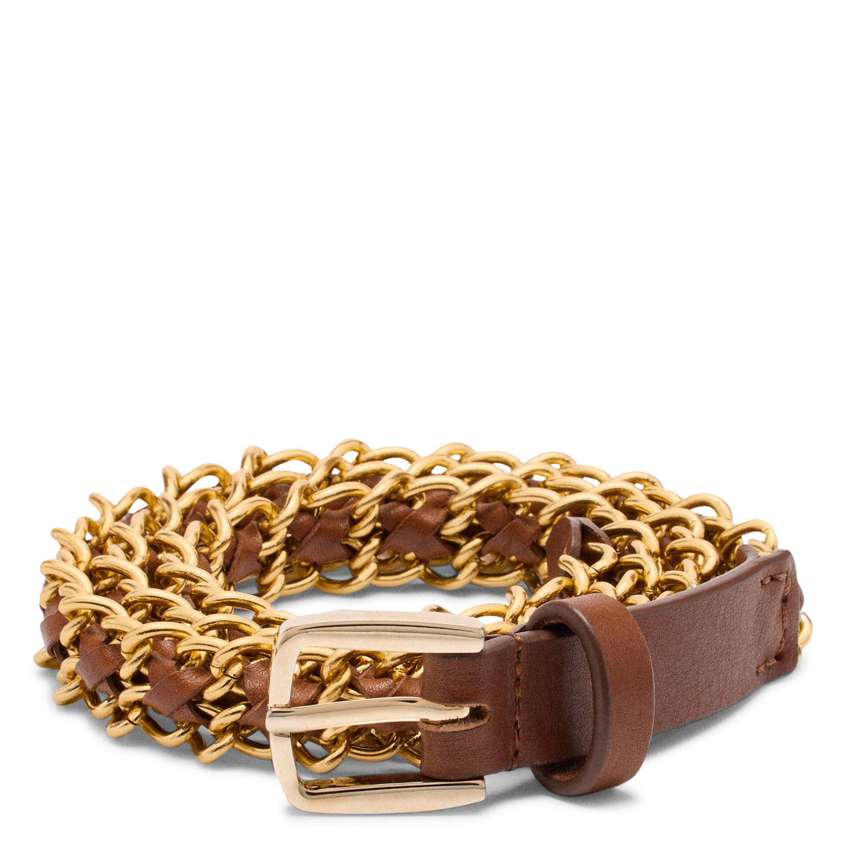 Ceinture à maillons en cuir brooke BA&SH Marron