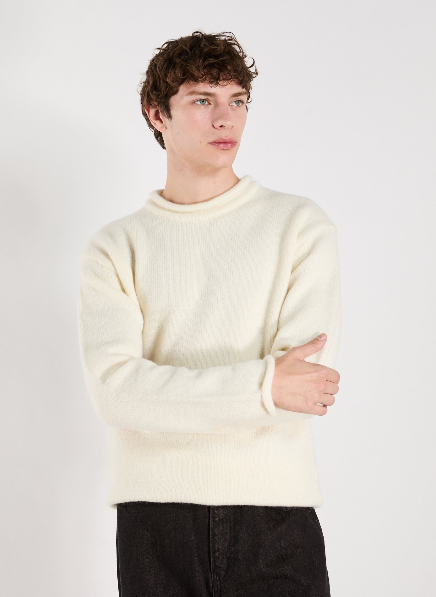 MERELY MADE Wool-blend round-neck jumper Beige