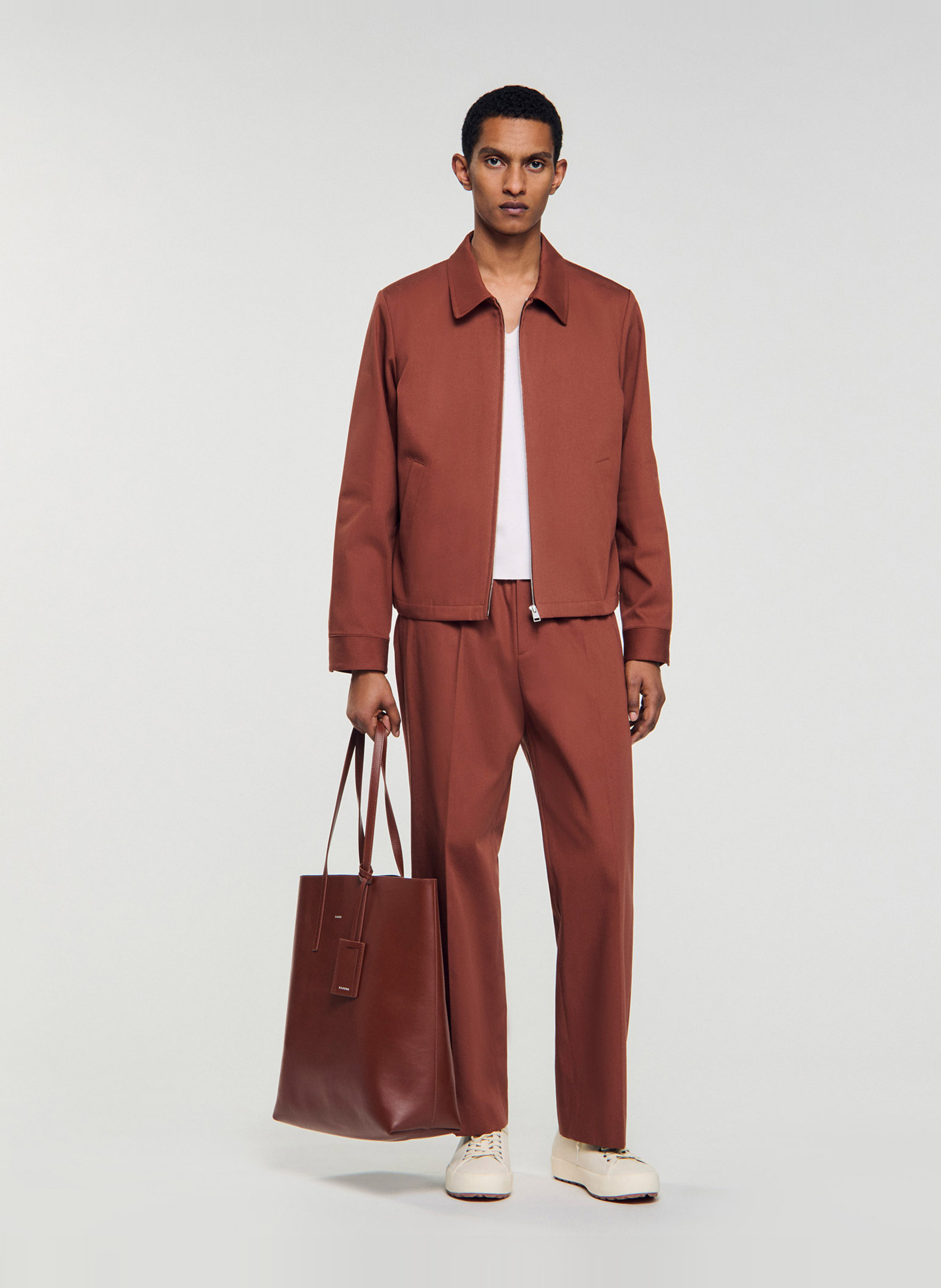 Blouson près du corps en coton SANDRO Marron