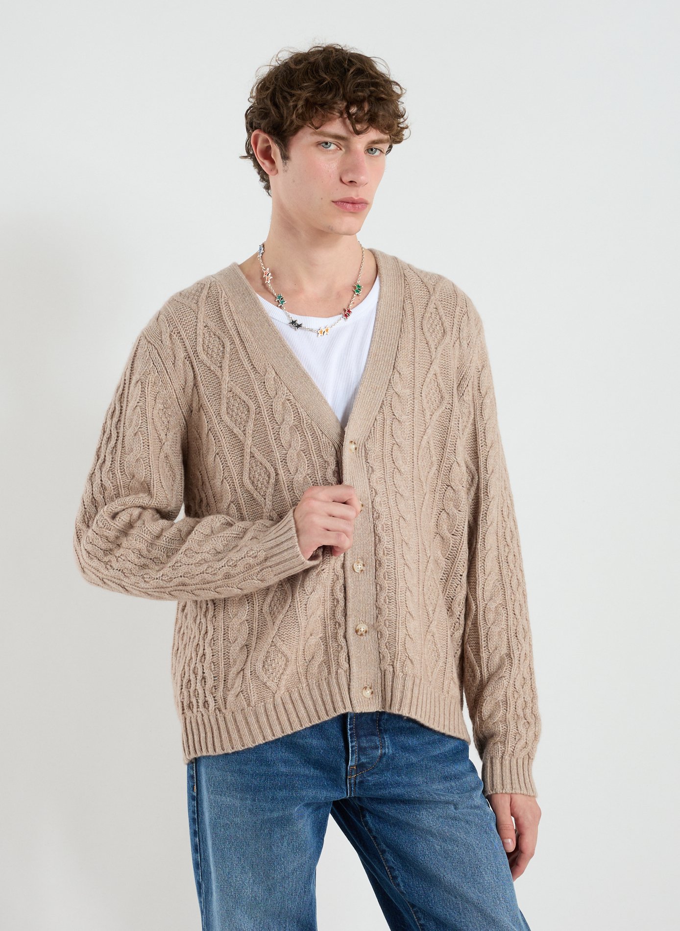LEVI'S Cardigan en maille en laine et coton mélangés Beige