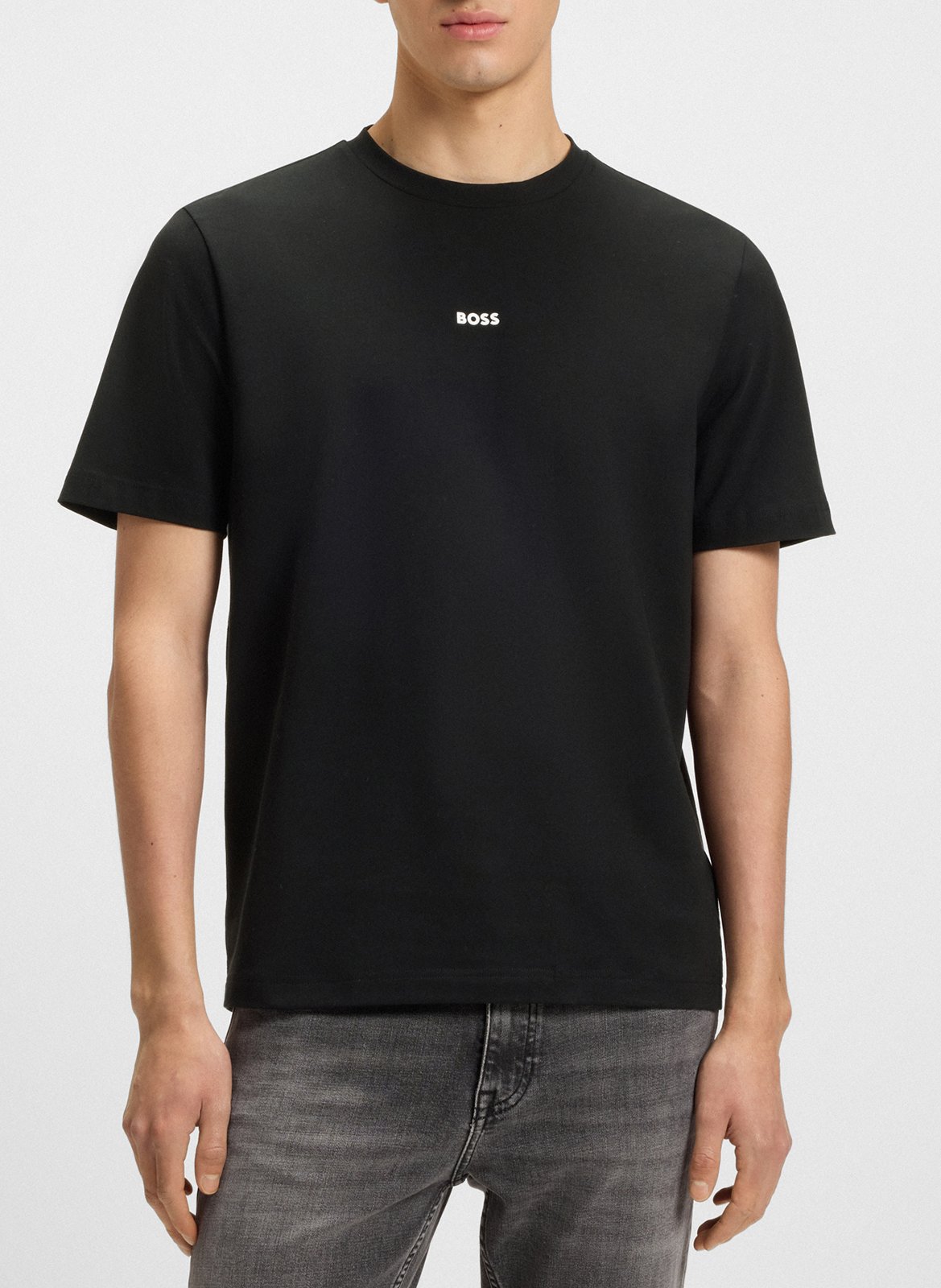 BOSS Tee-shirt col rond en coton mélangé Noir