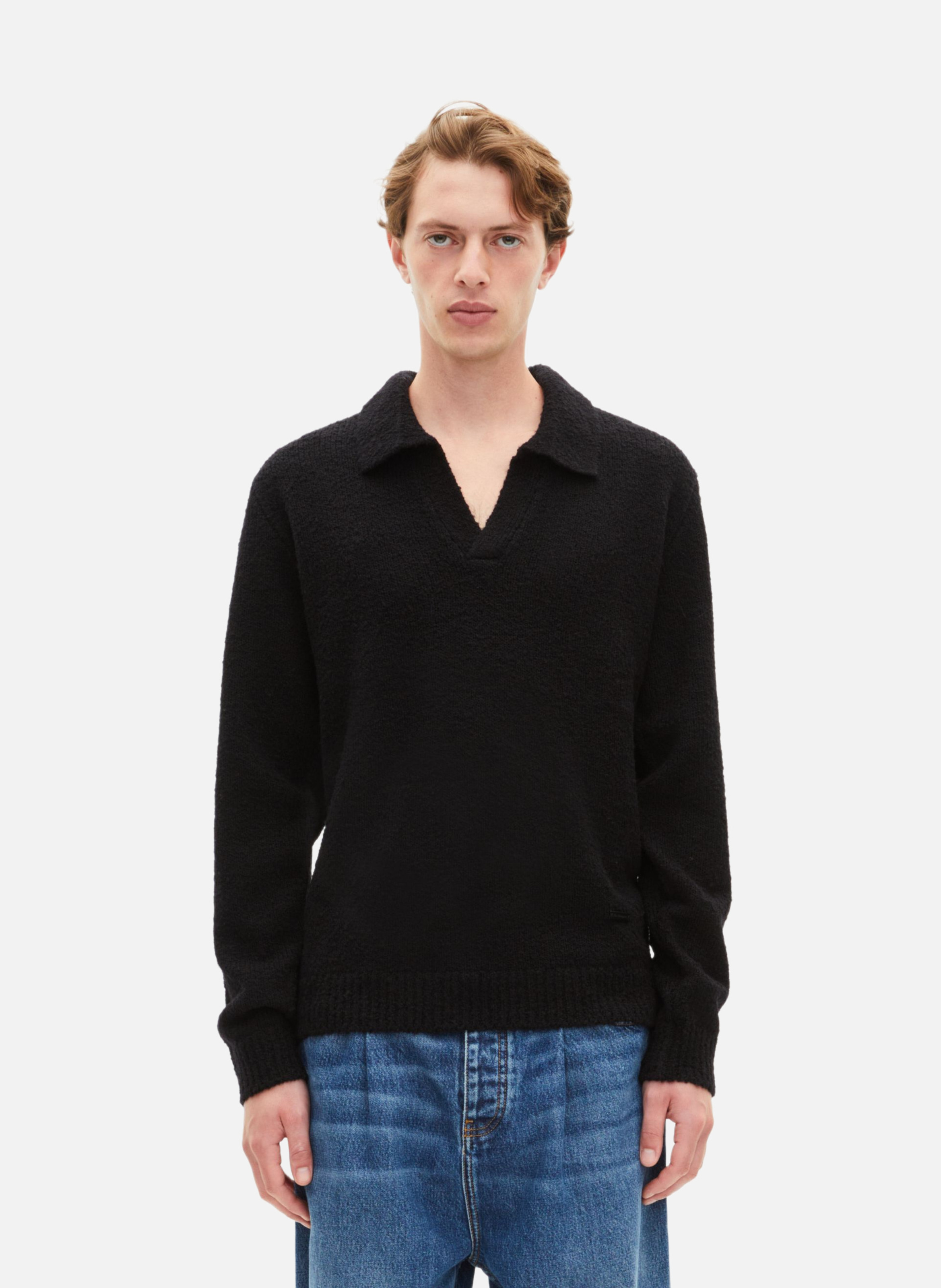 Pull col tunisien en laine THE KOOPLES Noir