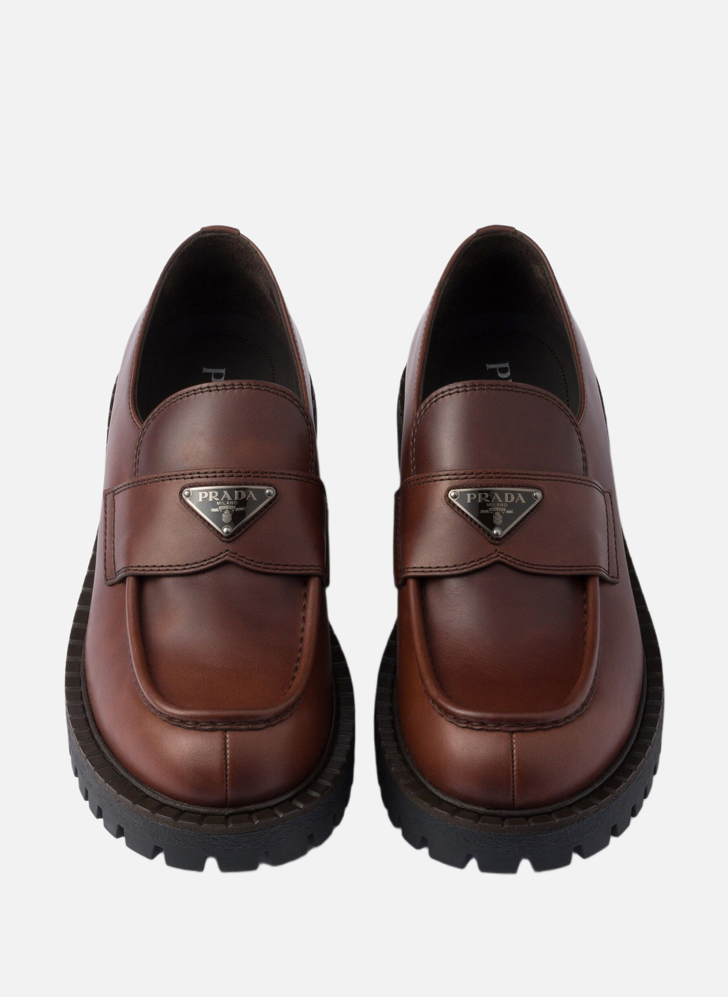 Mocassins en cuir PRADA Marron