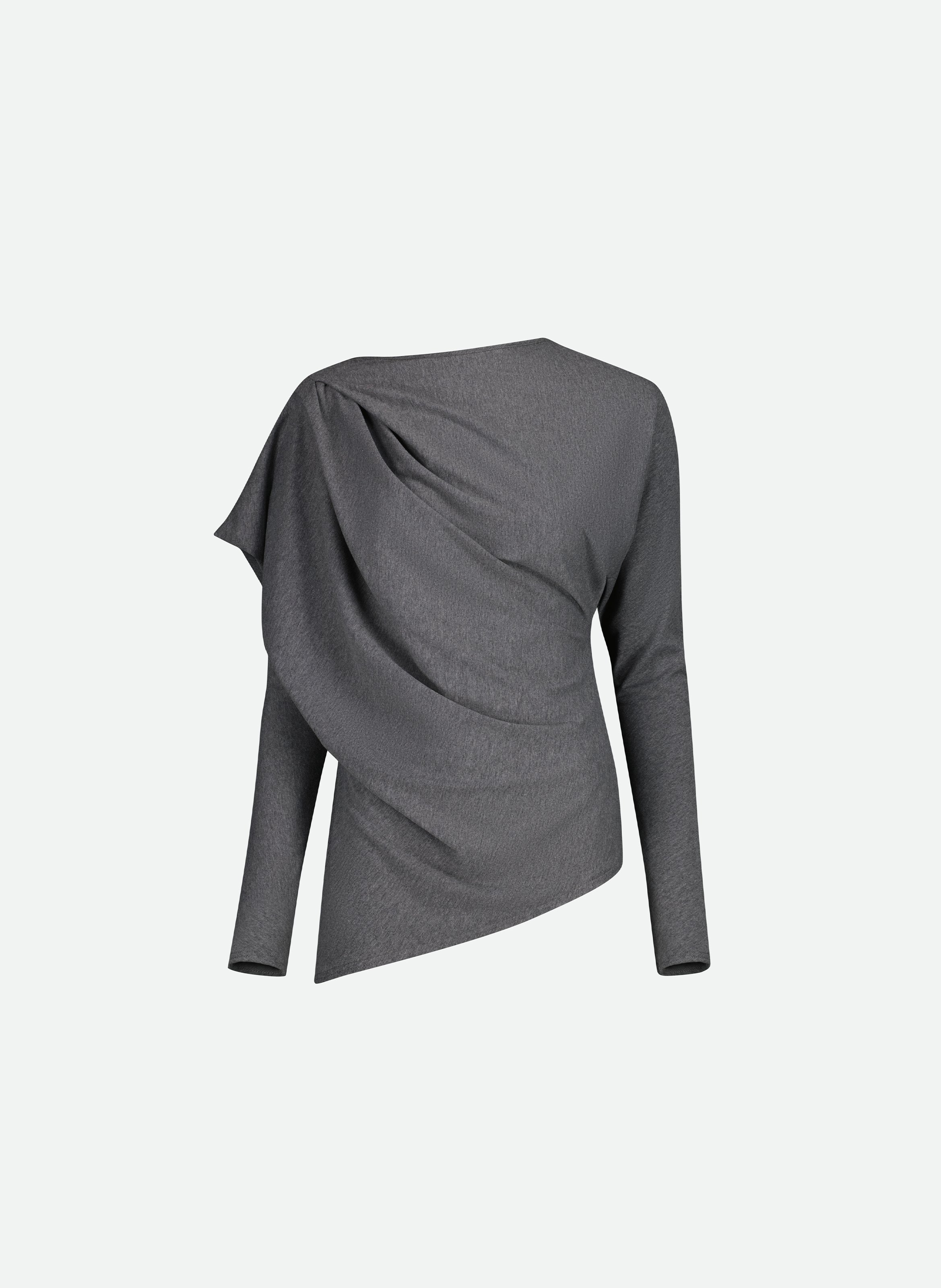 Top en jersey à manches longues drapé VAILLANT Gris