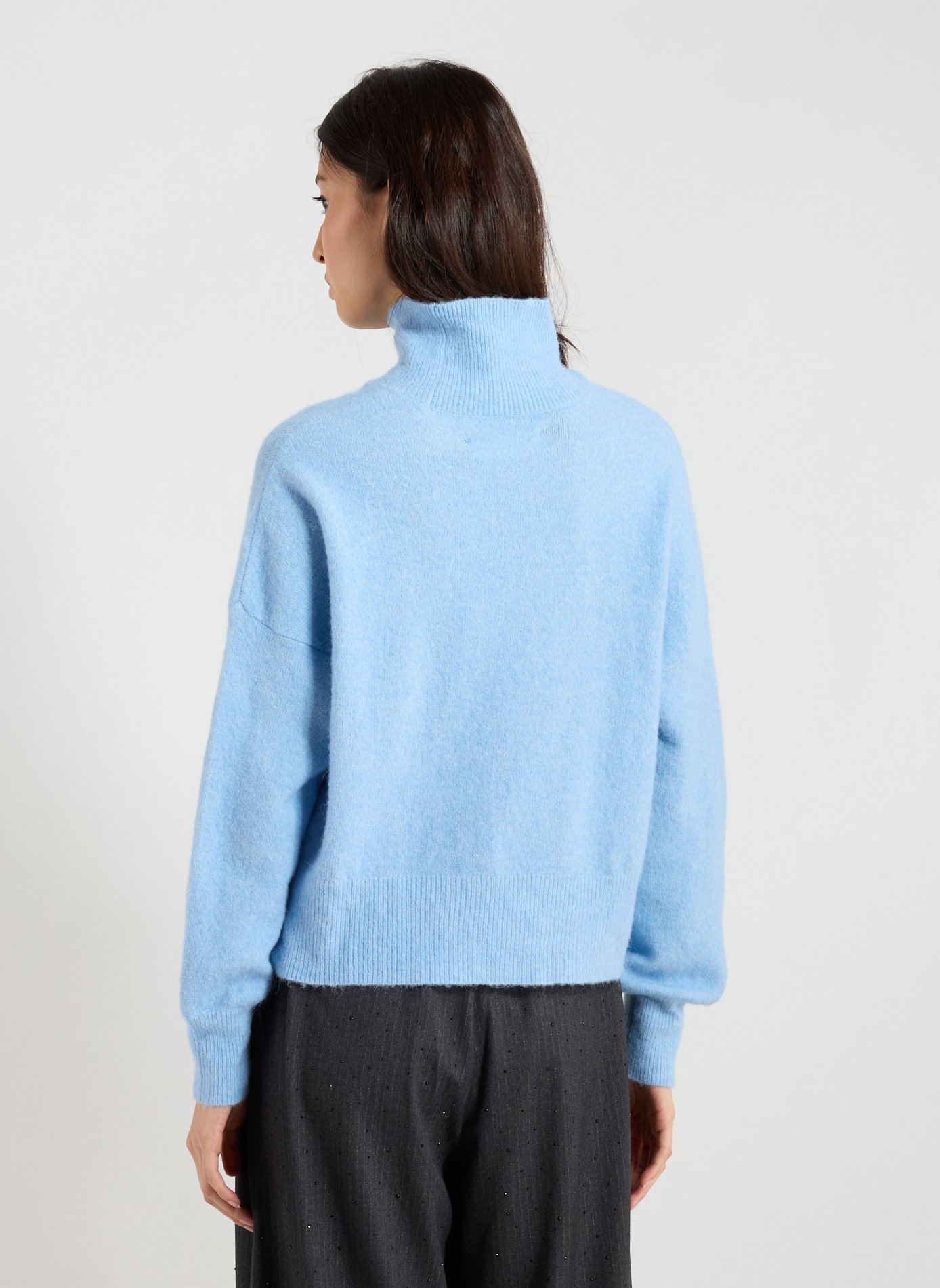 Pull col montant en laine mélangée SAMSOE SAMSOE Bleu