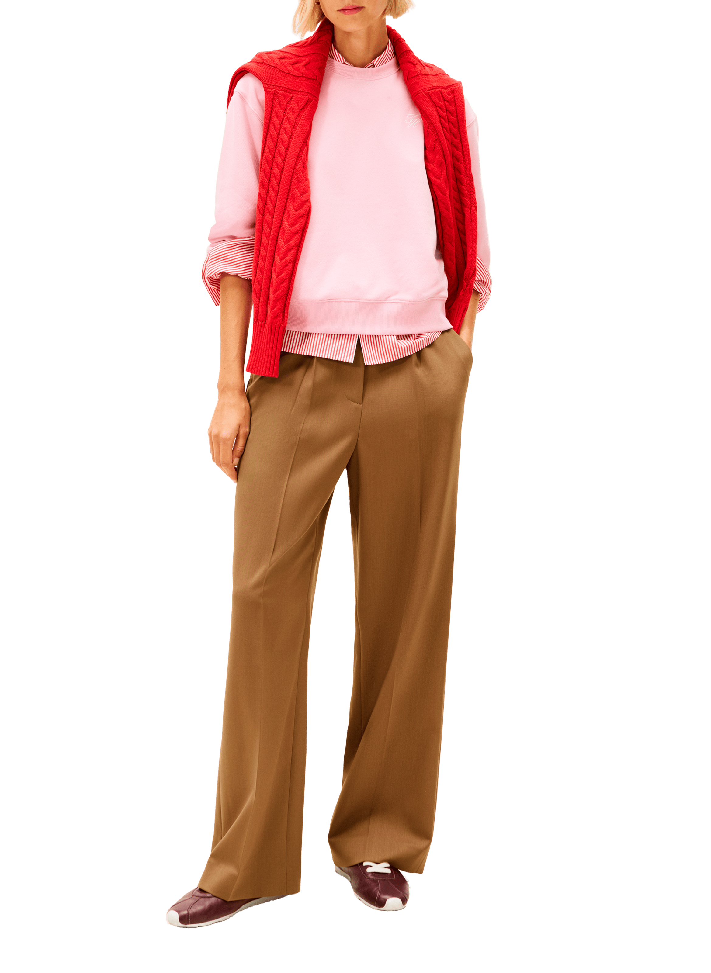 Sweat droit à col rond en coton mélangé TOMMY HILFIGER Rose