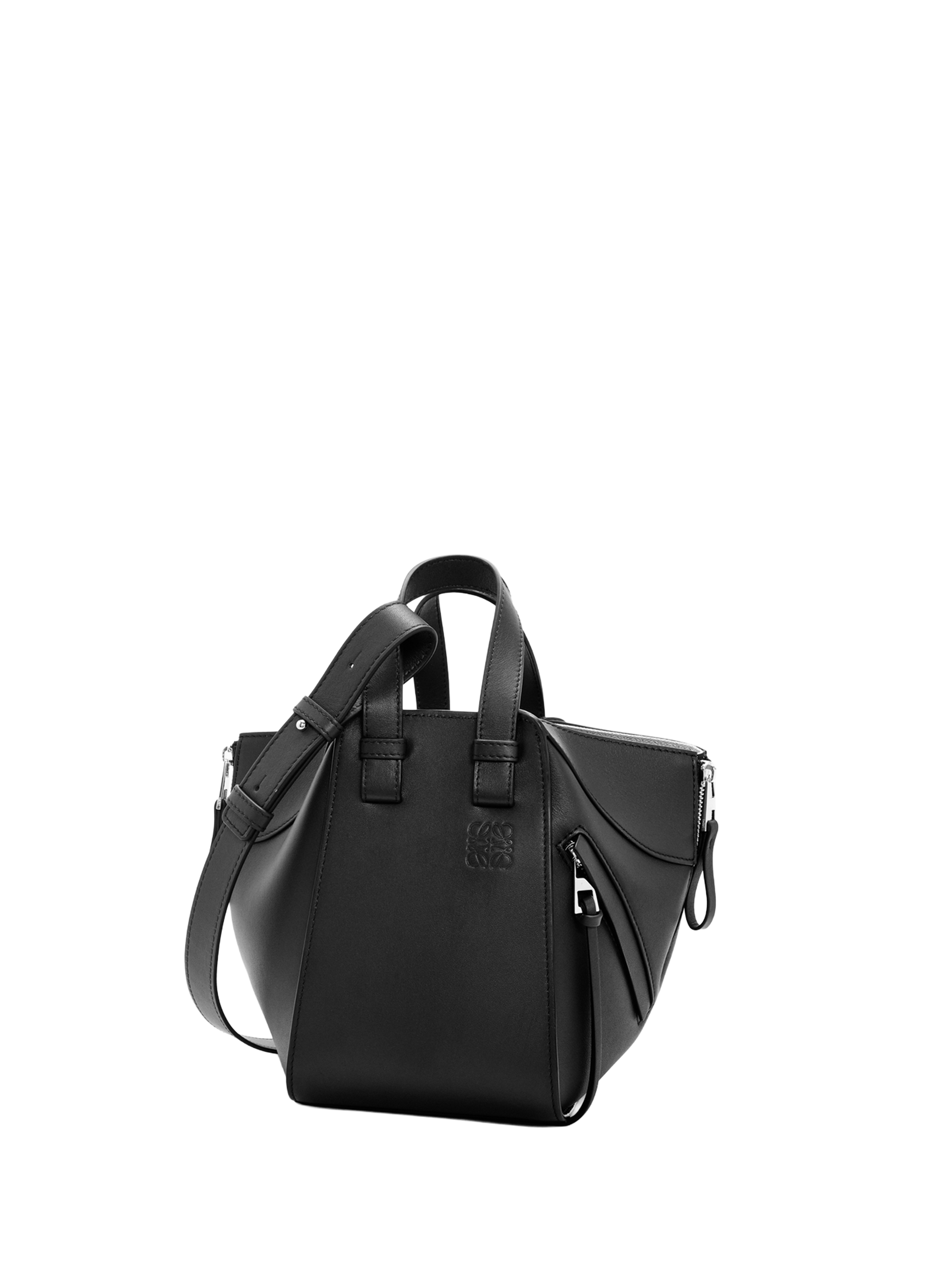 Sac Hammock Compact en cuir de veau classique LOEWE Noir