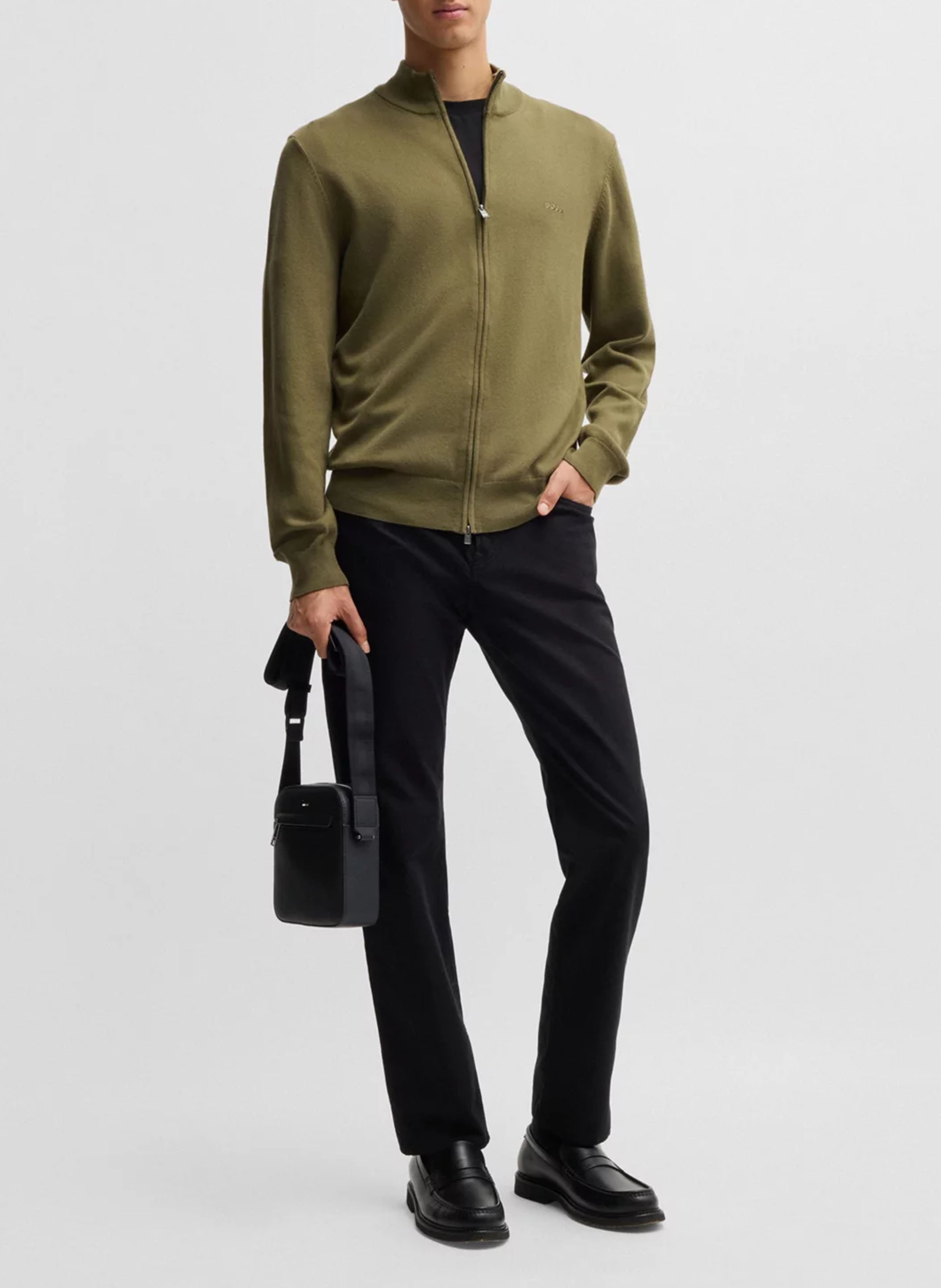 Sac reporter effet cuir grainé BOSS Noir